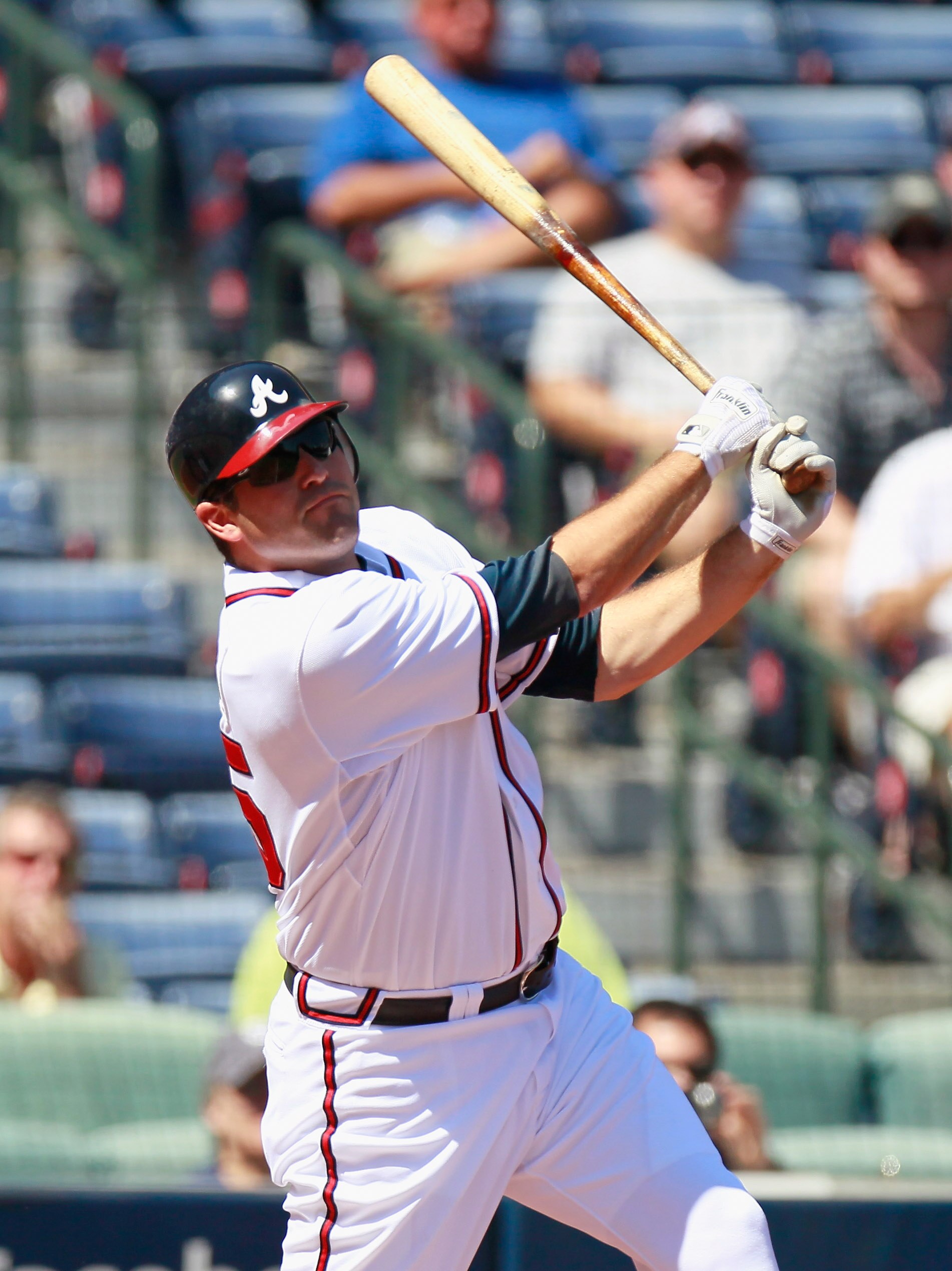 ATLANTA - SEPTEMBER 15:  Troy Glaus #25 of the Atlanta Braves against the Washington Nationals at Turner Field on September 15, 2010 in Atlanta, Georgia.  (Photo by Kevin C. Cox/Getty Images)
