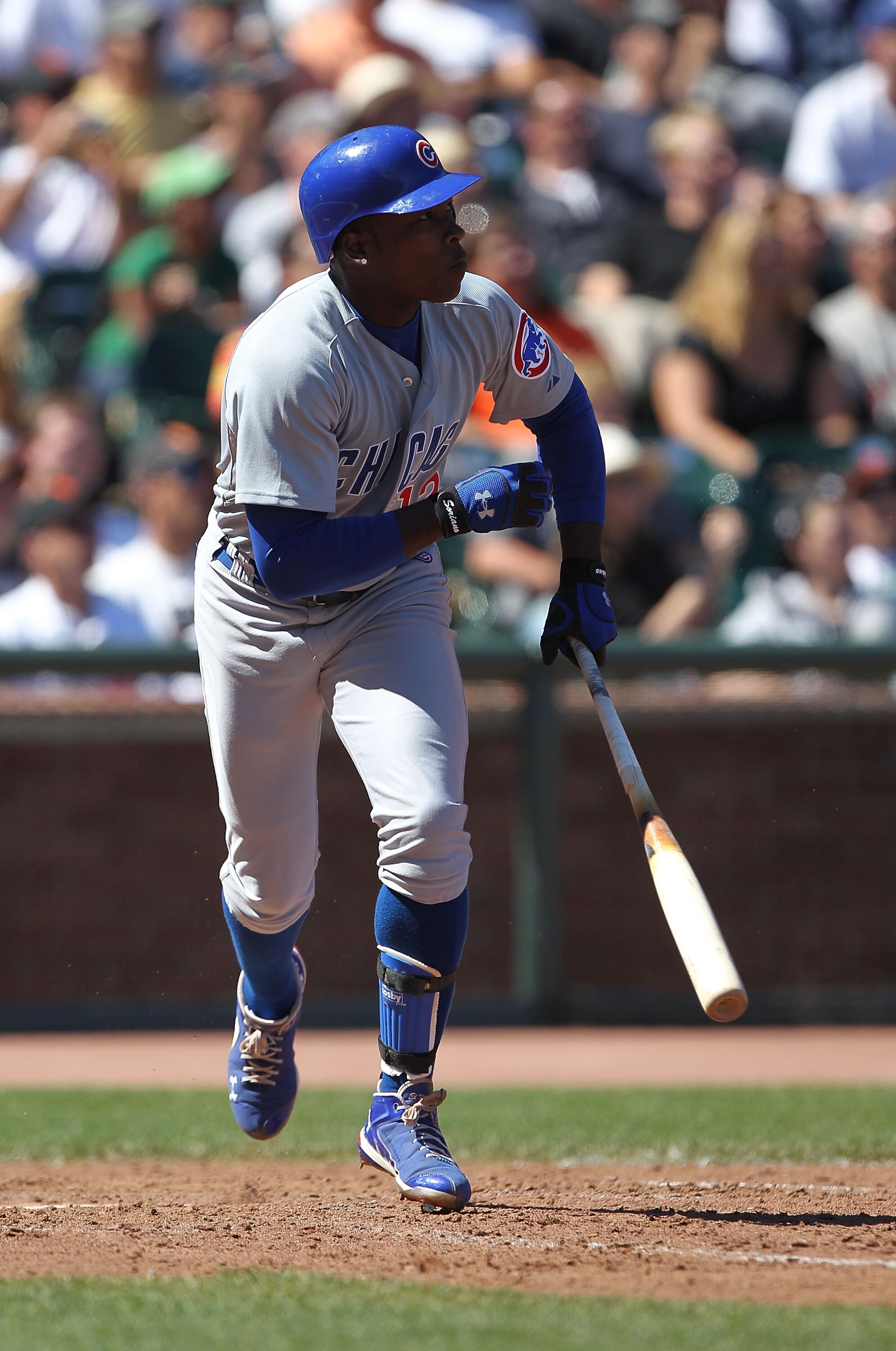 SAN FRANCISCO - AUGUST 12:  Alfonso Soriano #12 of the Chicago Cubs bats against the San Francisco Giants during an MLB game at AT&T Park on August 12, 2010 in San Francisco, California.  (Photo by Jed Jacobsohn/Getty Images)