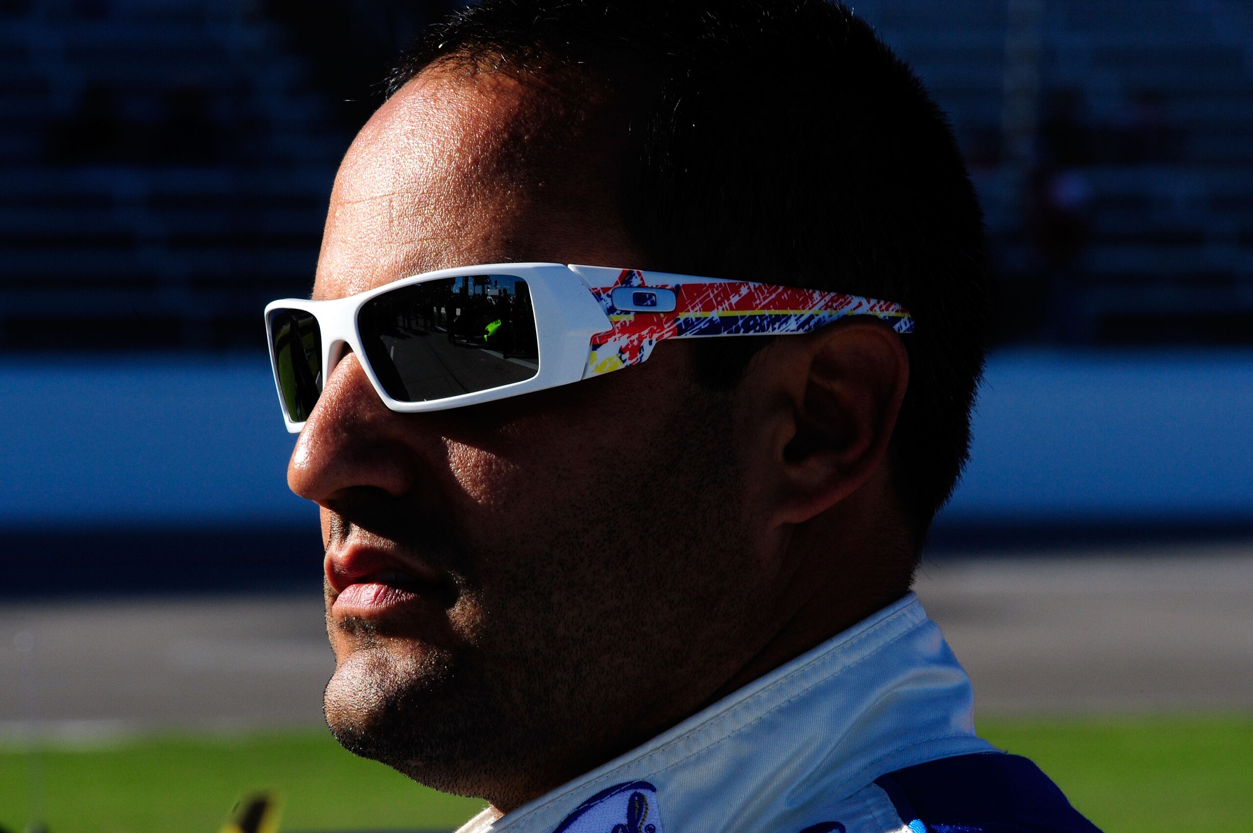 FORT WORTH, TX - NOVEMBER 05: Juan Pablo Montoya, driver of the #42 Lysol/Target Chevrolet, stands on the grid during qualifying for the NASCAR Sprint Cup Series AAA Texas 500 at Texas Motor Speedway on November 5, 2010 in Fort Worth, Texas. (Photo by R FORT WORTH, TX - NOVEMBER 05: Juan Pablo Montoya, driver of the #42 Lysol/Target Chevrolet, stands on the grid during qualifying for the NASCAR Sprint Cup Series AAA Texas 500 at Texas Motor Speedway on November 5, 2010 in Fort Worth, Texas. (Photo by R
