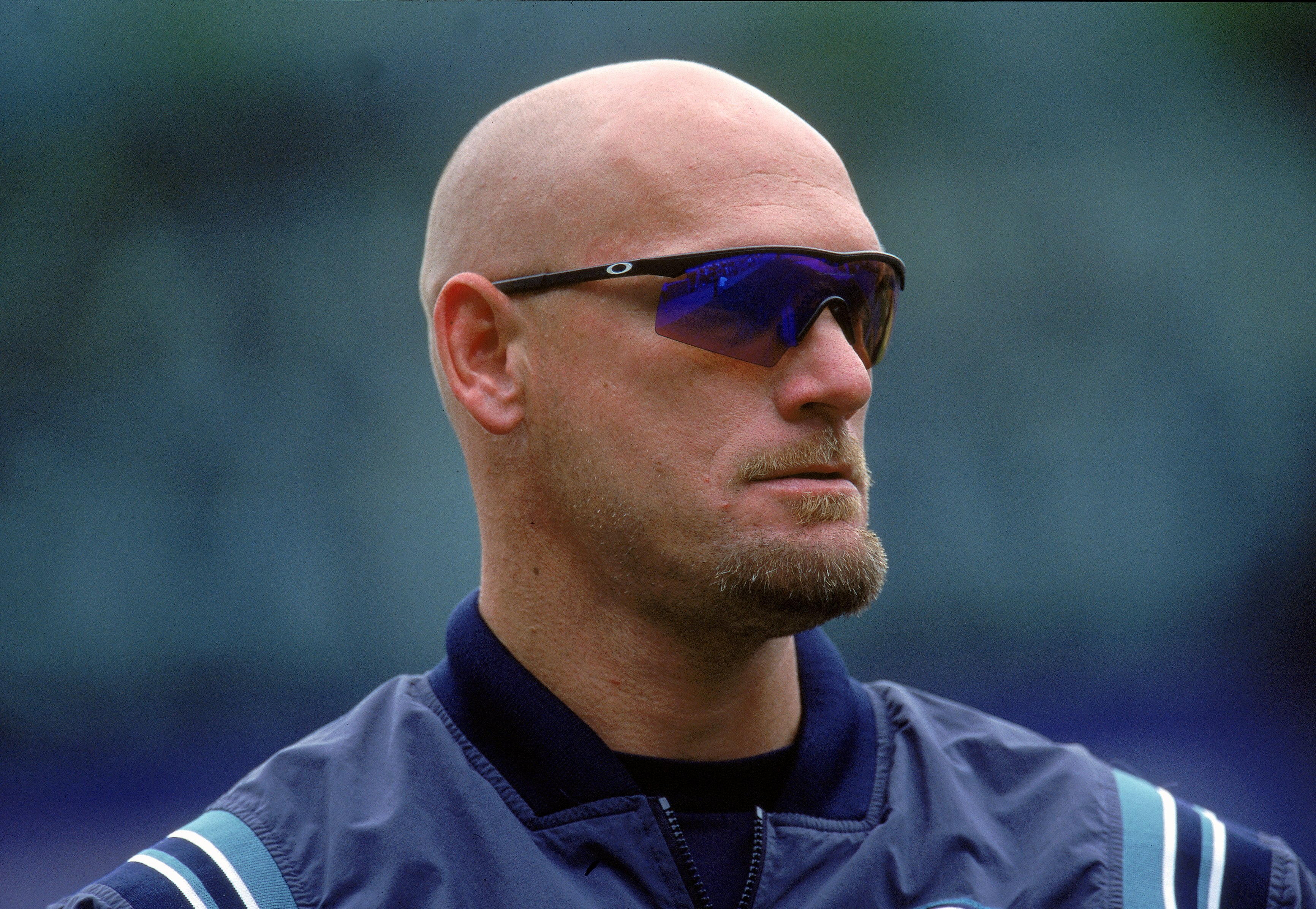 6 Aug 2000:  Jay Buhner #19 of the Seattle Mariners looks stoic during the game against the New York Yankees at Yankee Stadium in the Bronx, New York. The Mariners defeated the Yankees 11-1.Mandatory Credit: Jamie Squire  /Allsport