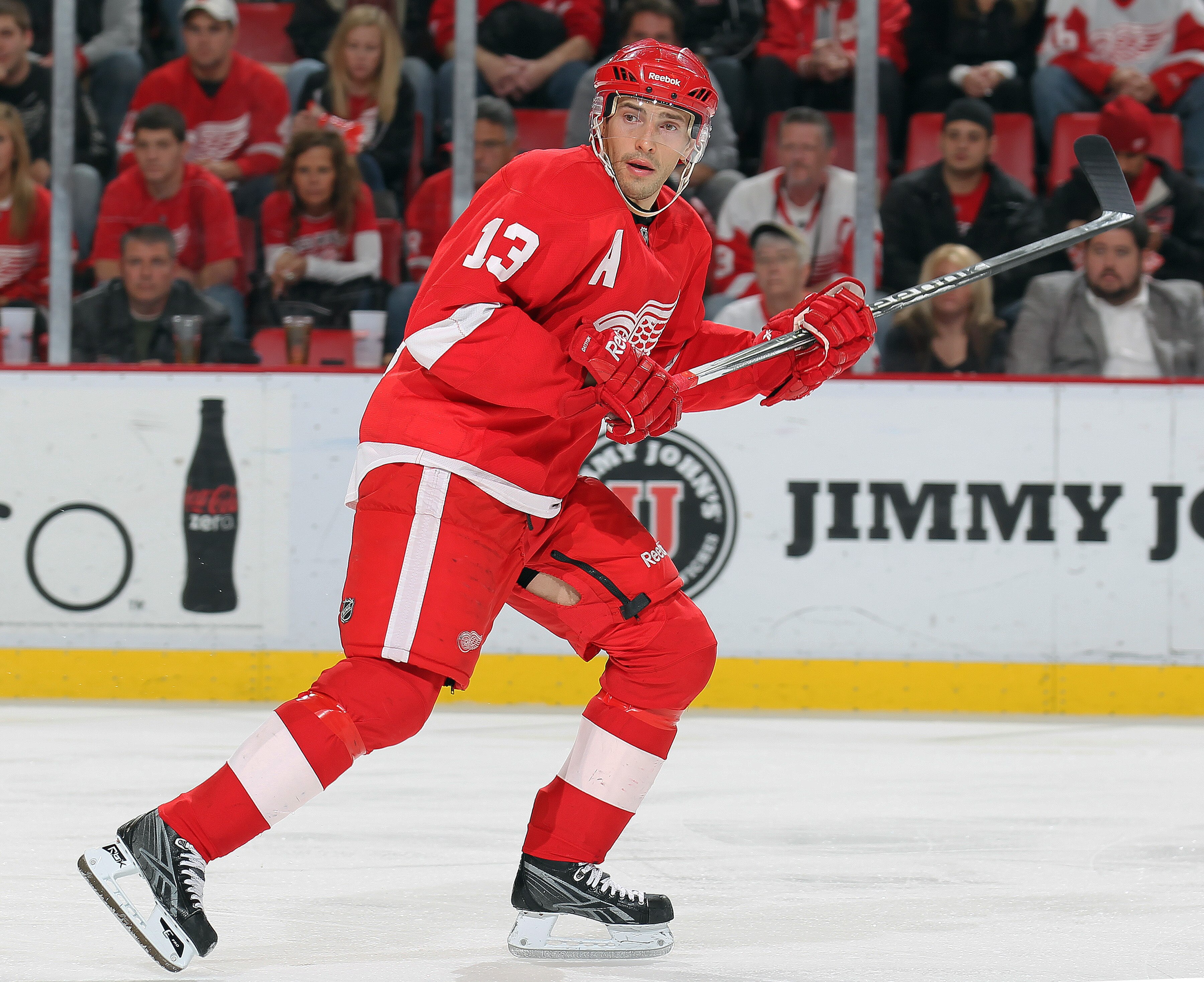 DETROIT, MI - NOVEMBER 19:  Pavel Datsyuk #13 of the Detroit Red Wings skates in a game against the Minnesota Wild on November 19, 2010 at the Joe Louis Arena in Detroit, Michigan. The Wild defeated the Wings 4-3 in overtime. (Photo by Claus Andersen/Gett