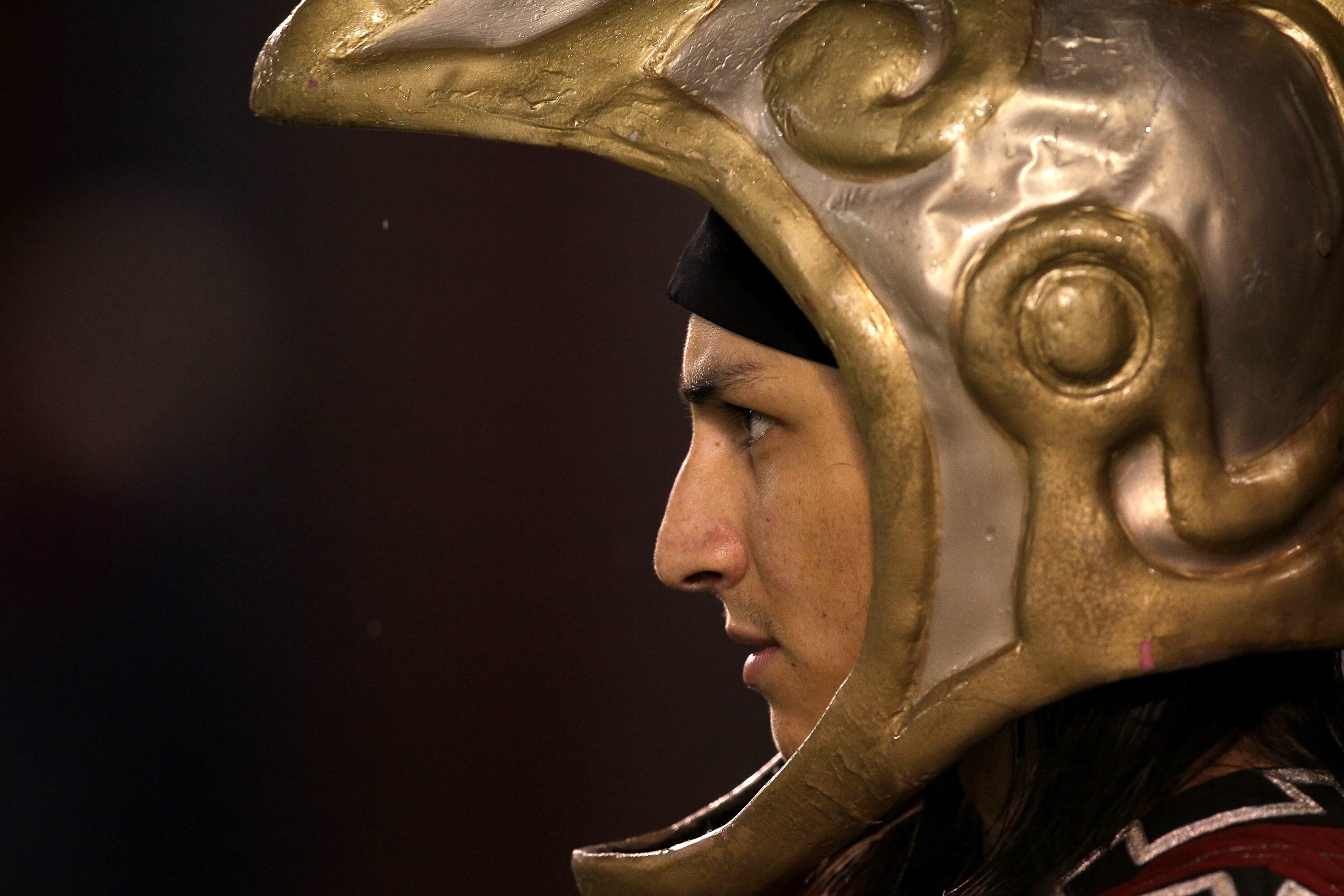 SAN DIEGO - NOVEMBER 20:   The San Diego State Aztecs mascot known as the Aztec Warrior looks on during the game with the Utah Utes at Qualcomm Stadium on November 20, 2010 in San Diego, California.  Utah won 38-34.  (Photo by Stephen Dunn/Getty Images)