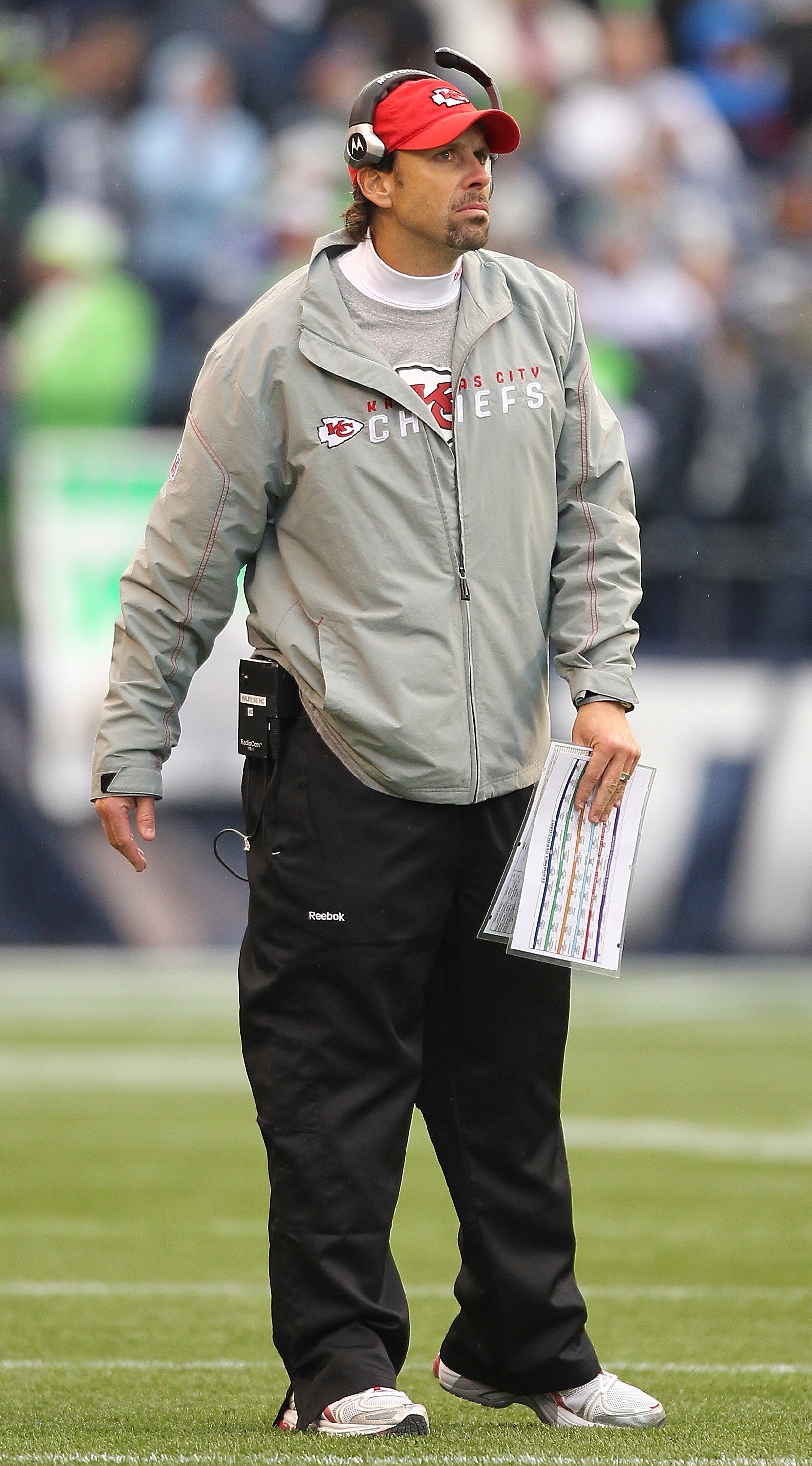 SEATTLE - NOVEMBER 28:  Head coach Todd Haley of the Kansas City Chiefs looks on during the game against the Seattle Seahawks at Qwest Field on November 28, 2010 in Seattle, Washington. The Chiefs defeated the Seahawks 42-24. (Photo by Otto Greule Jr/Gett