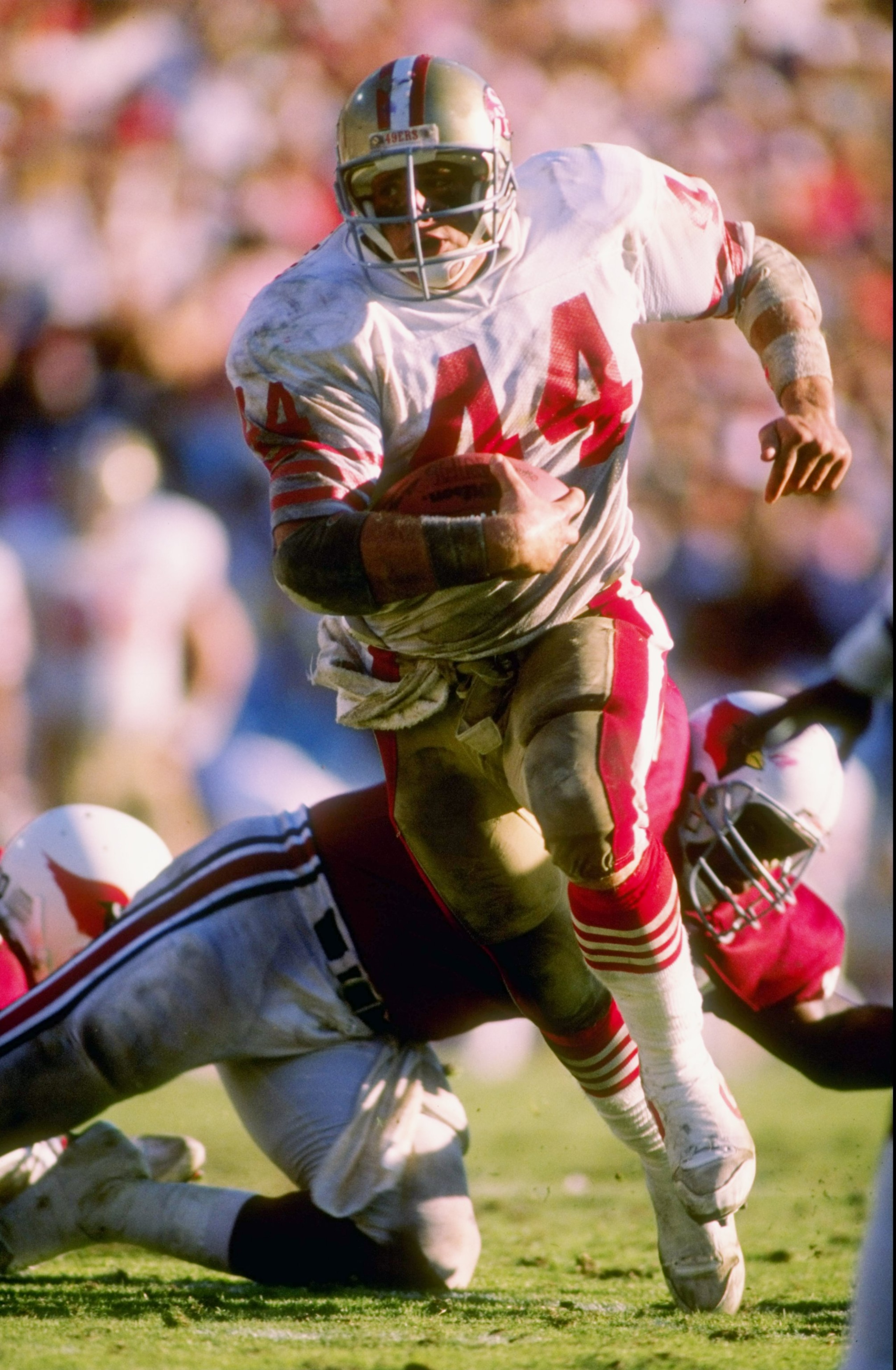 6 Nov 1988: Fullback Tom Rathman of the San Francisco 49ers runs down the field during a game against the Phoenix Cardinals at Sun Devil Stadium in Tempe, Arizona. The Cardinals won the game 24-23.