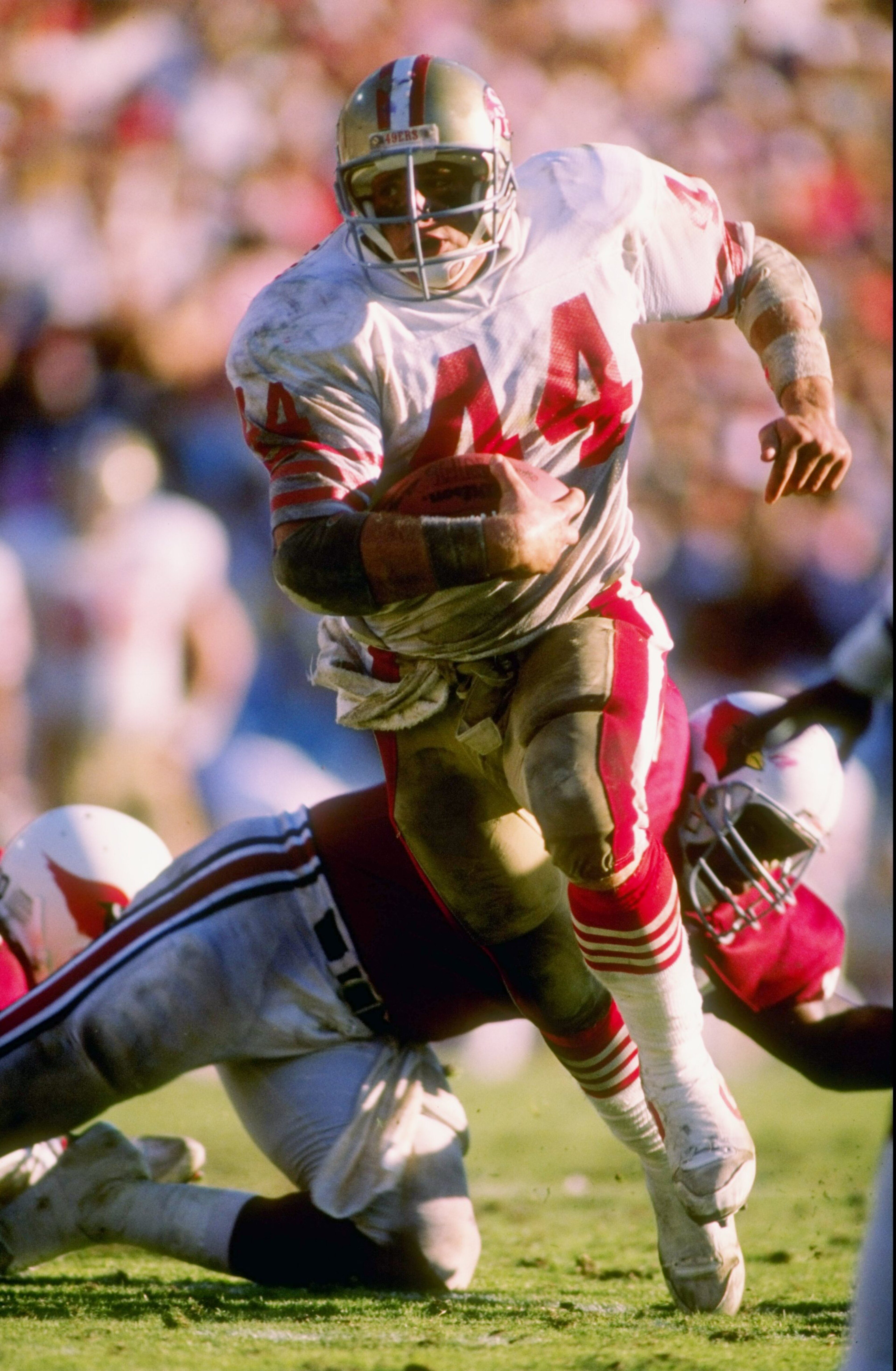 6 Nov 1988: Fullback Tom Rathman of the San Francisco 49ers runs down the field during a game against the Phoenix Cardinals at Sun Devil Stadium in Tempe, Arizona. The Cardinals won the game 24-23.