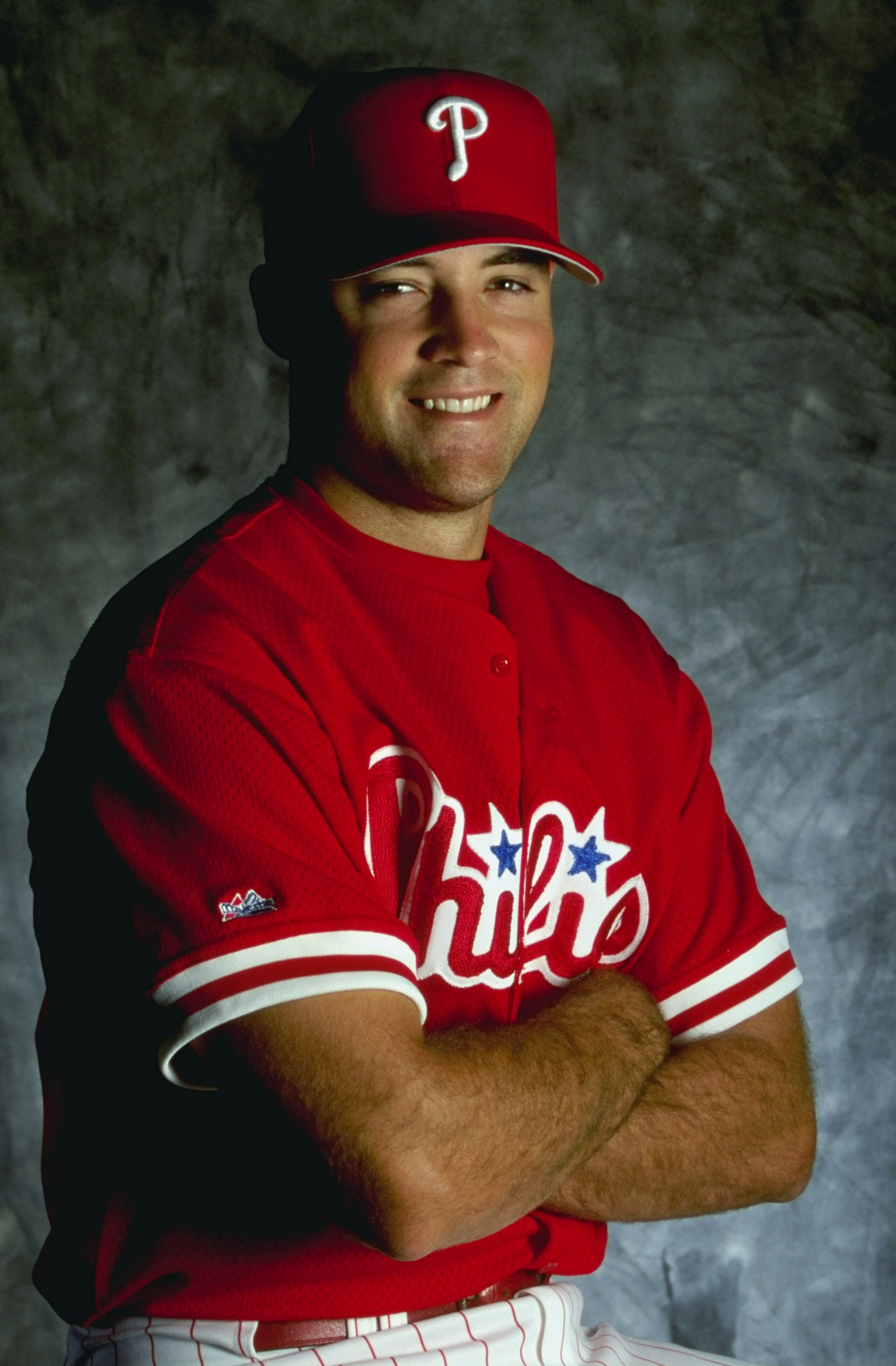 1 Mar 1999:  Infielder Pat Burrell #76 of the Philadelphia Phillies poses for a studio portrait on Photo Day during Spring Training at the Jack Russell Stadium in Clearwater, Florida. Mandatory Credit: Scott Halleran  /Allsport