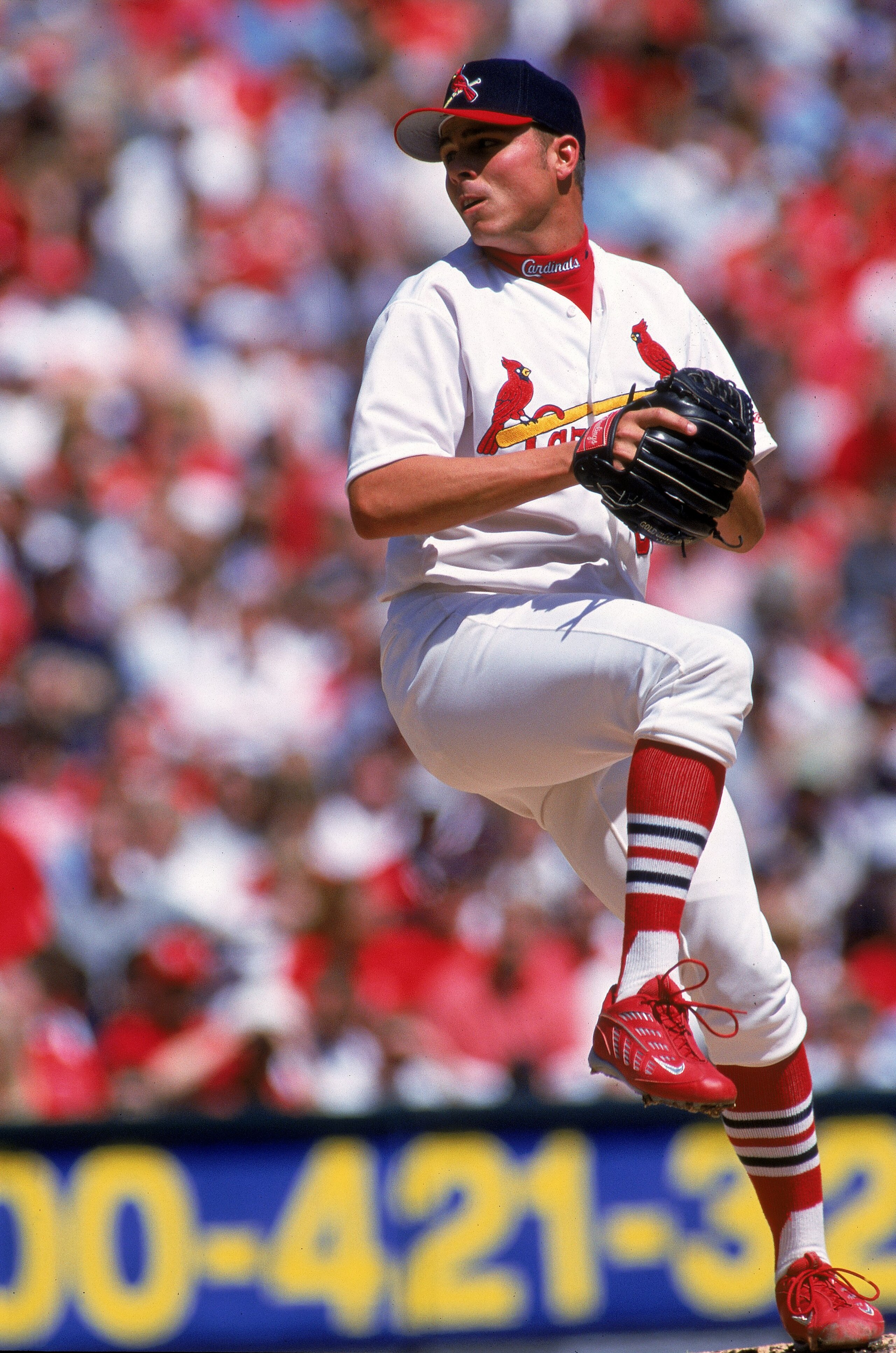 9 Apr 2000: Rick Ankiel #66 of the St. Louis Cardinals winds back to pitch the ball during the game against the Milwaukee Brweers at the Busch Stadium in St. Louis, Missouri. The Cardinals defeated the Brewers 11-2. Mandatory Credit: Elsa Hasch  /Allsport