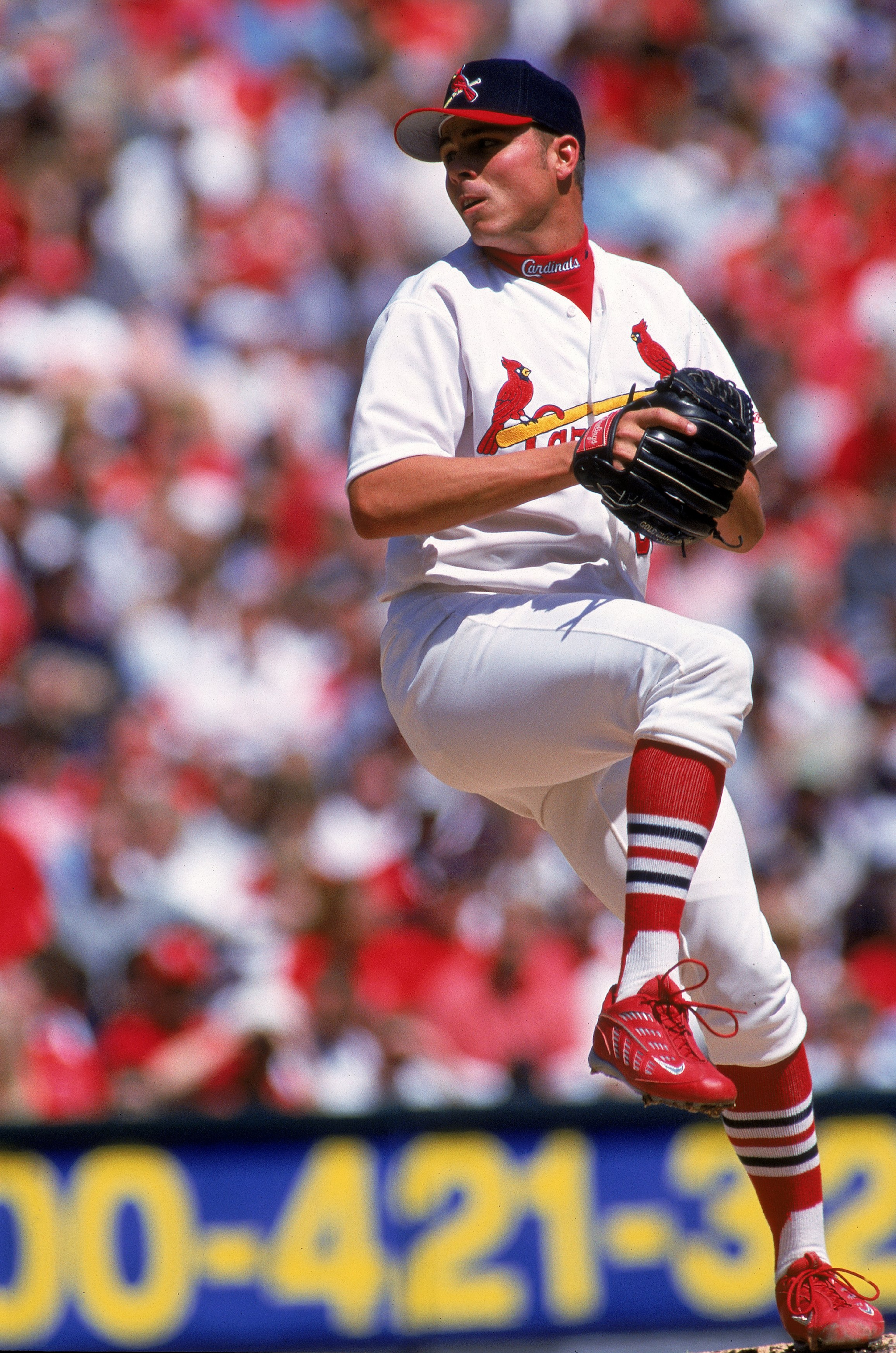 9 Apr 2000: Rick Ankiel #66 of the St. Louis Cardinals winds back to pitch the ball during the game against the Milwaukee Brweers at the Busch Stadium in St. Louis, Missouri. The Cardinals defeated the Brewers 11-2. Mandatory Credit: Elsa Hasch  /Allsport