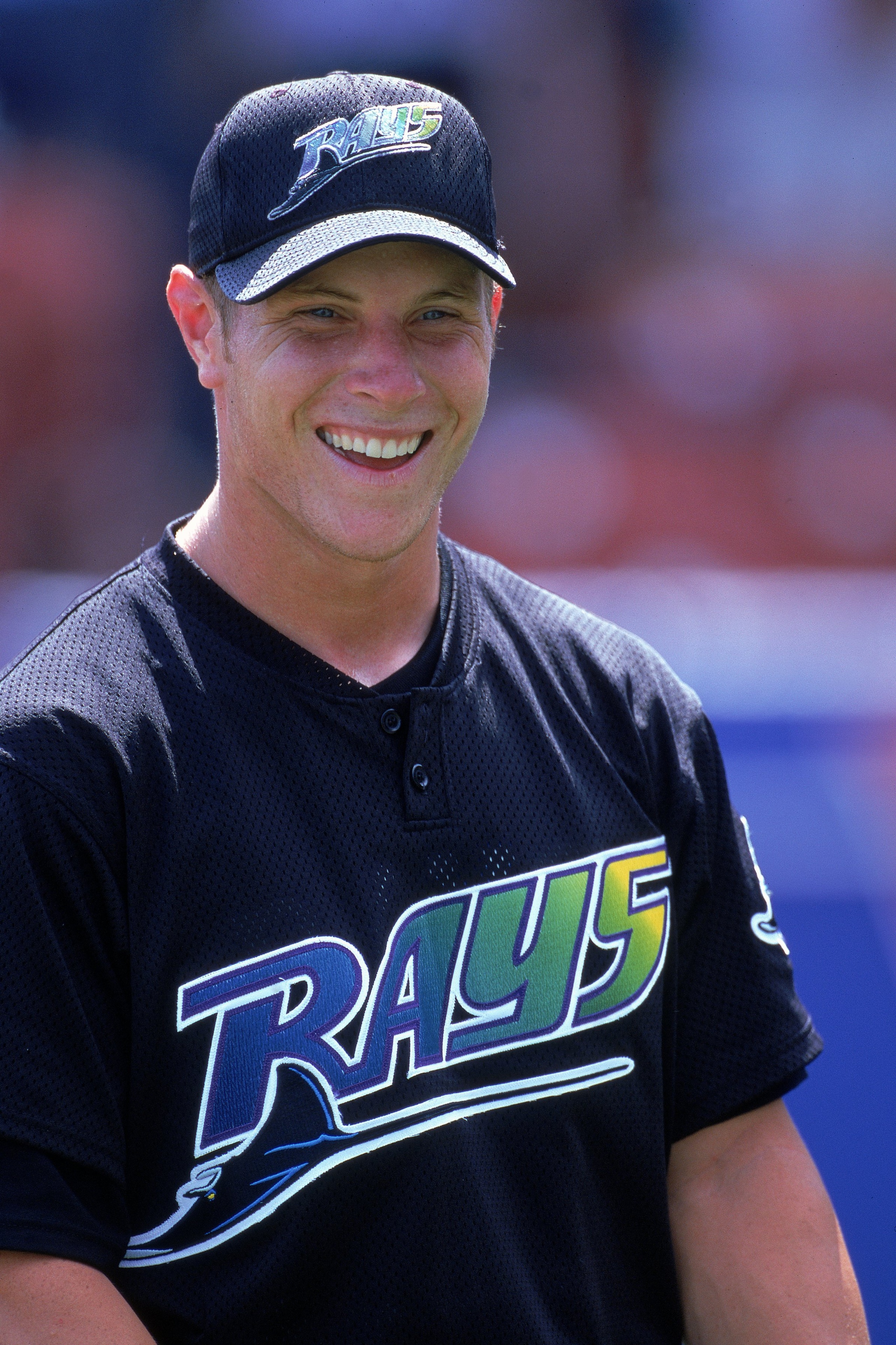 10 Mar 2000:  Josh Hamilton #72 of the Tampa Bay Devil Rays smiles and looks on during the Spring Training Game against the Cleveland Indians at Chain of Lakes Park in Winter Haven, Florida. The Giants defeated the Devil Rays 12-8. Mandatory Credit: Rick