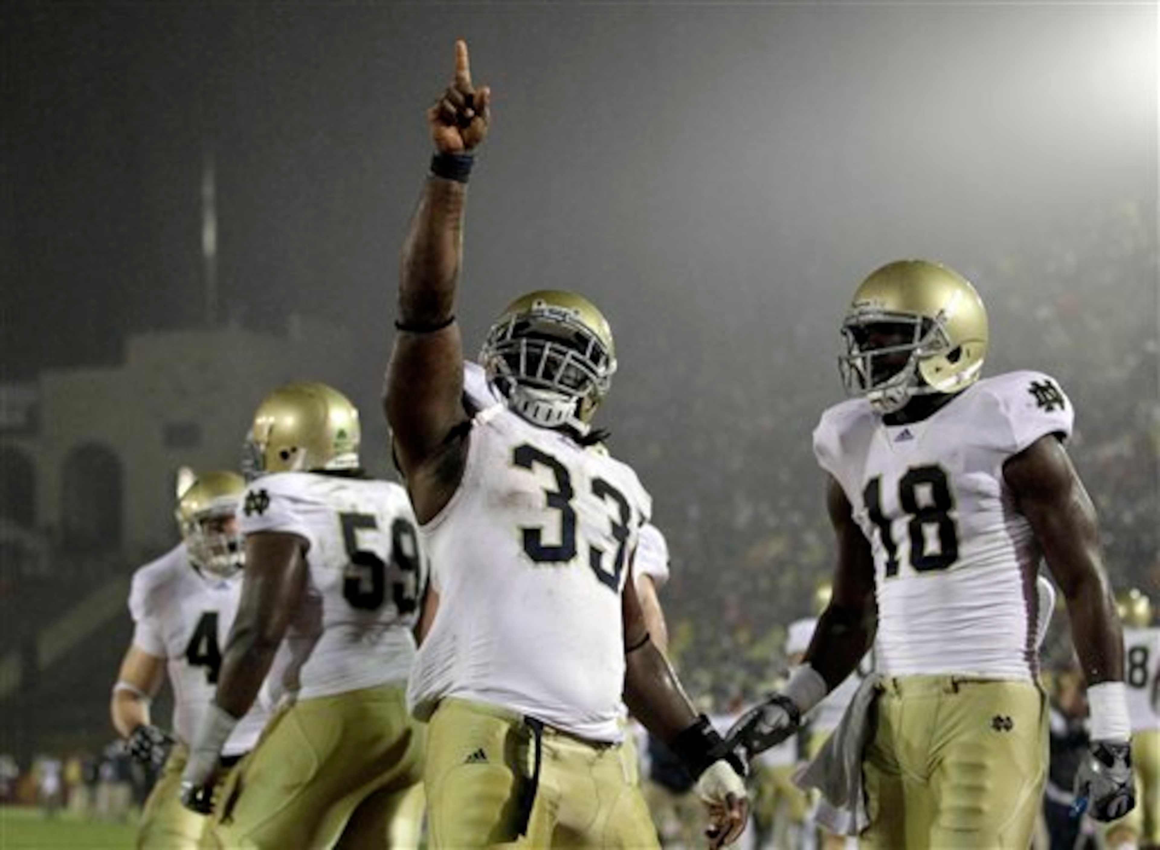 Robert Hughes celebrates the game-winning touchdown.