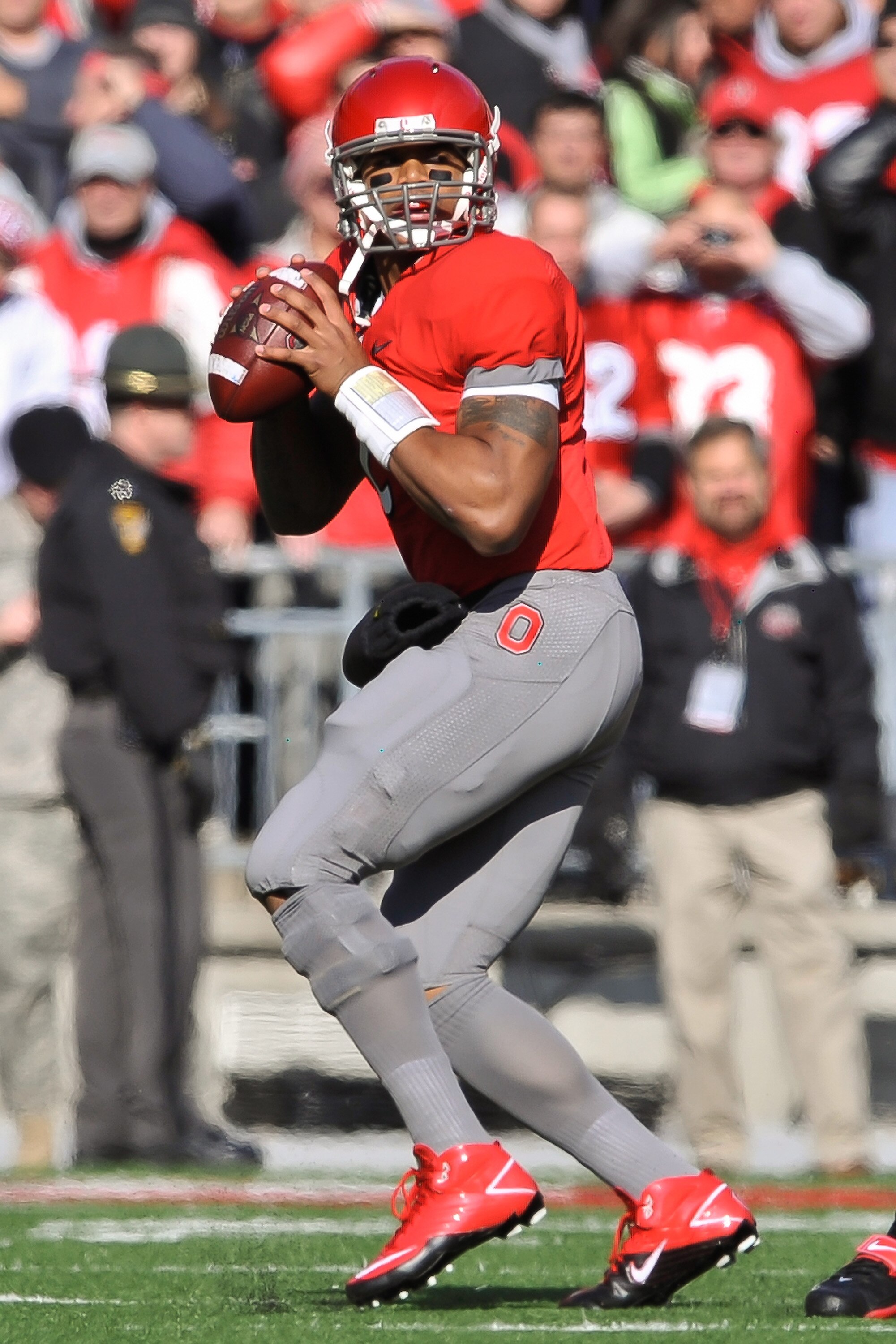 COLUMBUS, OH - NOVEMBER 27:  Terrelle Pryor #2 of the Ohio State Buckeyes drops back to pass against the Michigan Wolverines at Ohio Stadium on November 27, 2010 in Columbus, Ohio.  (Photo by Jamie Sabau/Getty Images)