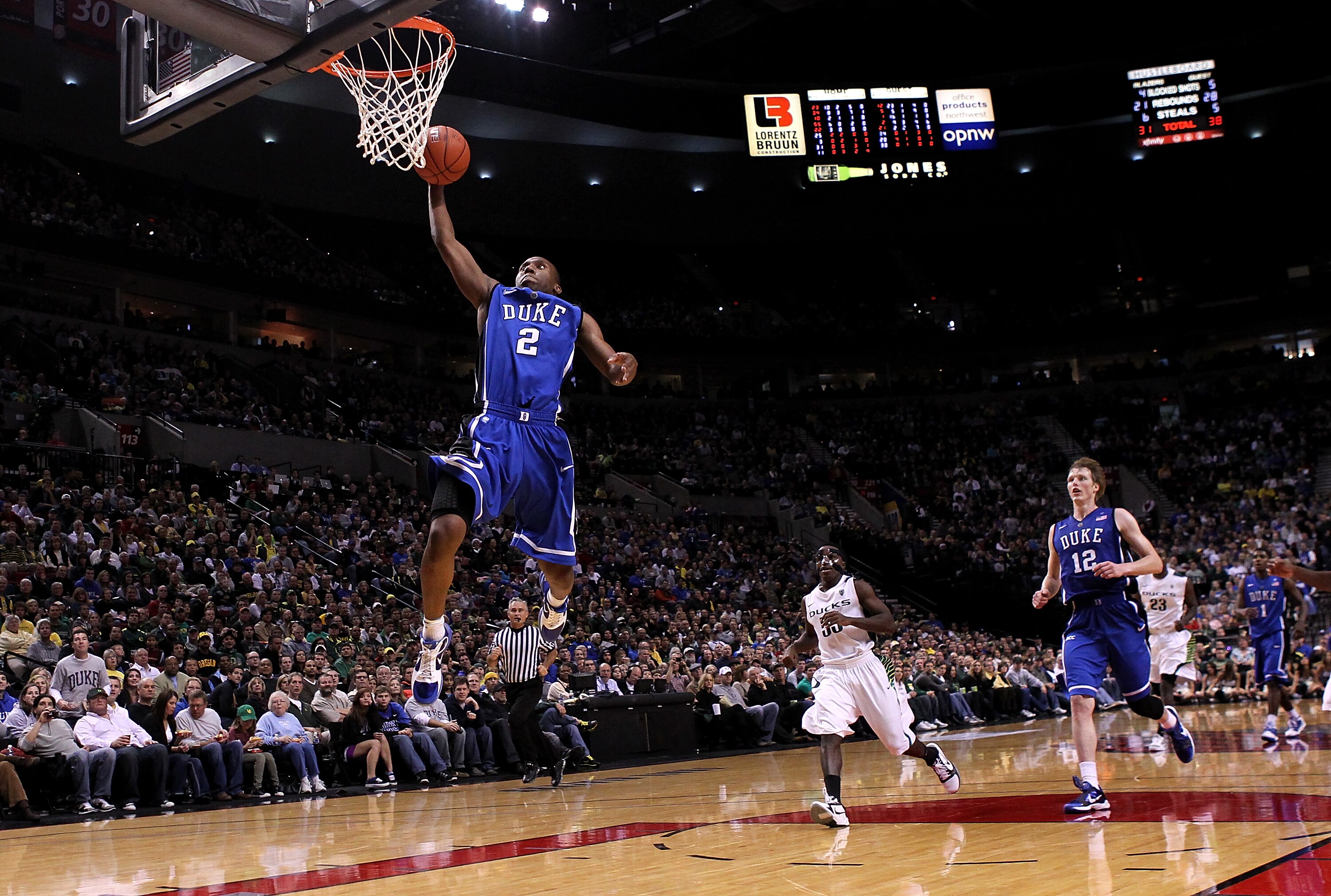 PORTLAND, OR - NOVEMBER 27:  Nolan Smith #2 of the Duke Blue Devils shoots a layup against the Oregon Ducks on November 27, 2010 at the Rose Garden in Portland, Oregon.  (Photo by Jonathan Ferrey/Getty Images)