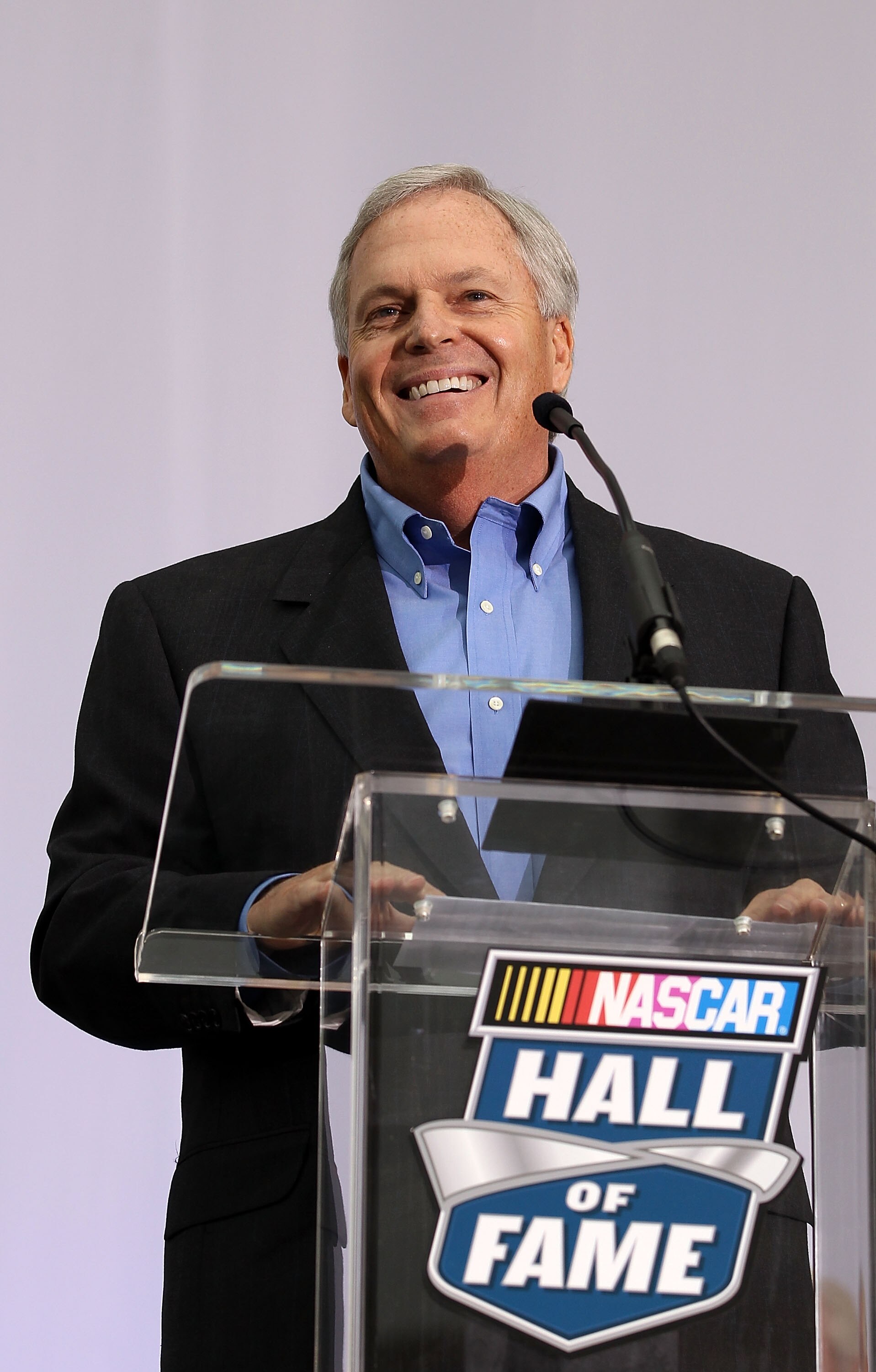 CHARLOTTE, NC - MAY 11:  NASCAR team owner, Rick Hendrick, speaks to the crowd during the NASCAR Hall of Fame Grand Opening at the NASCAR Hall of Fame on May 11, 2010 in Charlotte, North Carolina.  (Photo by Streeter Lecka/Getty Images for NASCAR Hall of