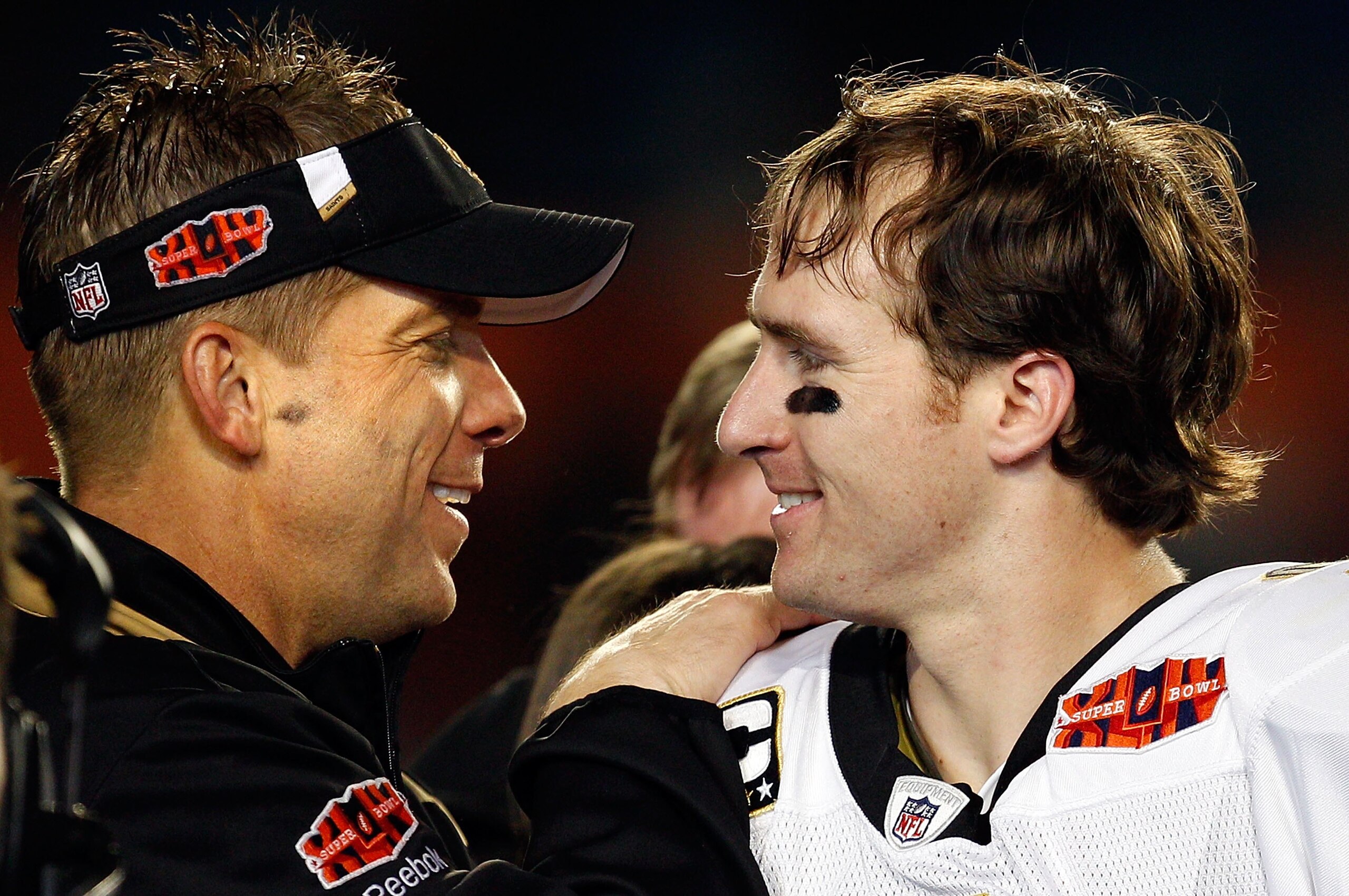 MIAMI GARDENS, FL - FEBRUARY 07: Head coach Sean Payton of the New Orleans Saints and quarterback Drew Brees #9 celebrate after defeating the Indianapolis Colts during Super Bowl XLIV on February 7, 2010 at Sun Life Stadium in Miami Gardens, Florida. (P MIAMI GARDENS, FL - FEBRUARY 07: Head coach Sean Payton of the New Orleans Saints and quarterback Drew Brees #9 celebrate after defeating the Indianapolis Colts during Super Bowl XLIV on February 7, 2010 at Sun Life Stadium in Miami Gardens, Florida. (P