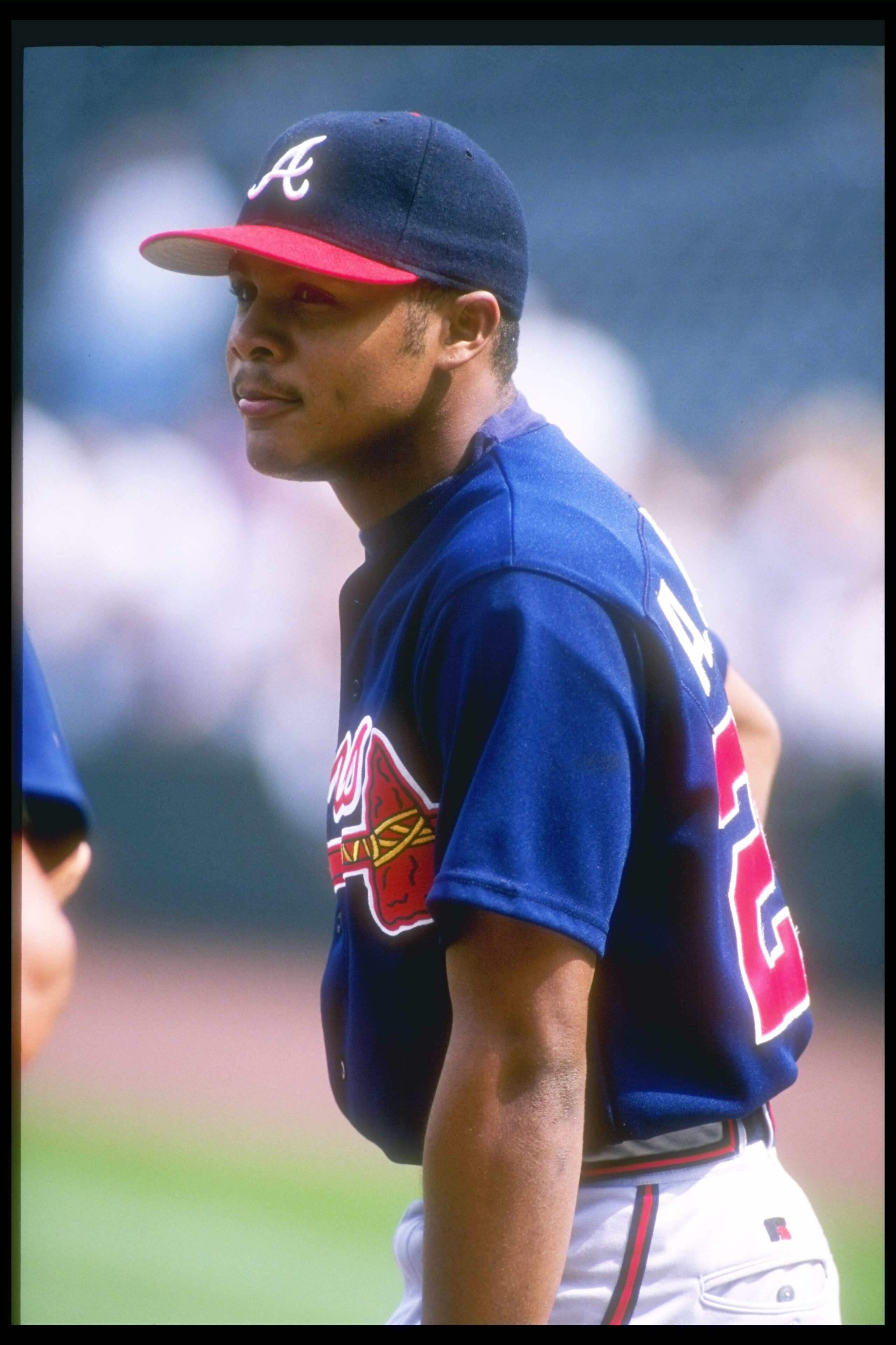12 Mar 1996: Outfielder Andruw Jones of the Atlanta Braves stands during a game against the Colorado Rockies at Coors Field in Denver, Colorado. The Rockies won the game 16 - 8.