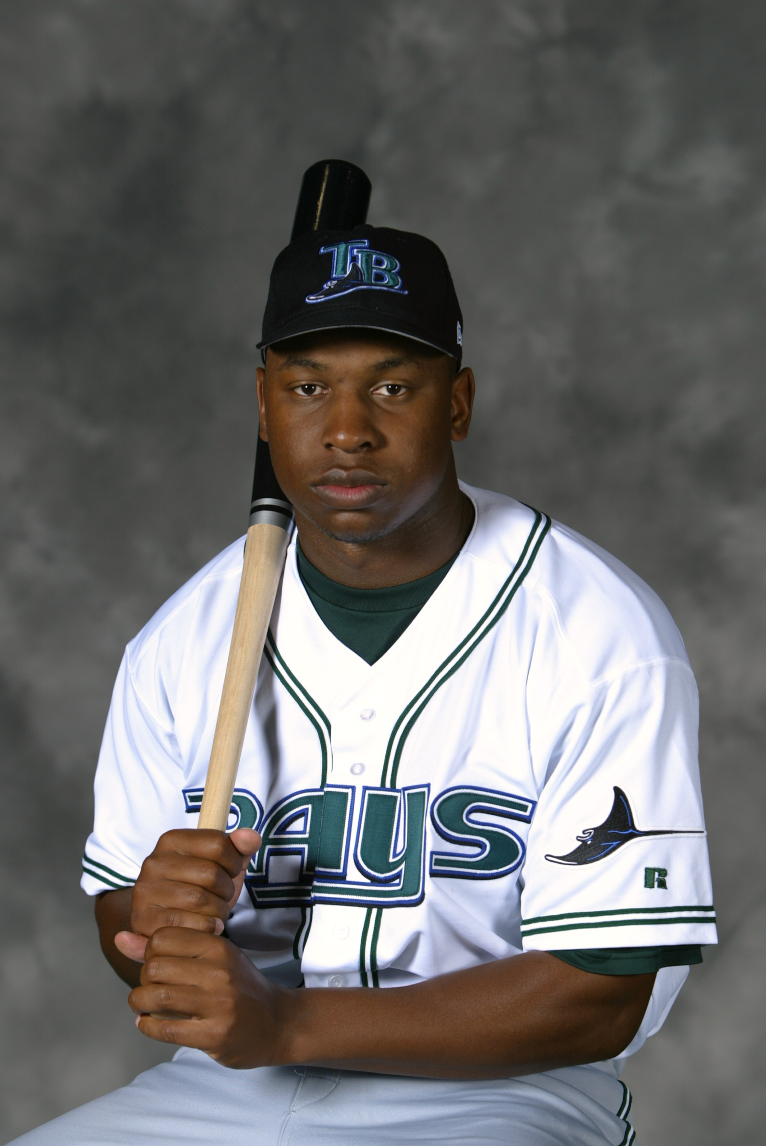 ST. PETERSBURG, FL - FEBRUARY 23:  Delmon Young #73 of the Tampa Bay Devil Rays poses for a portrait on February 23, 2004 at the Devil Rays spring training complex in St. Petersburg, Florida.  (Photo by Ezra Shaw/Getty Images)