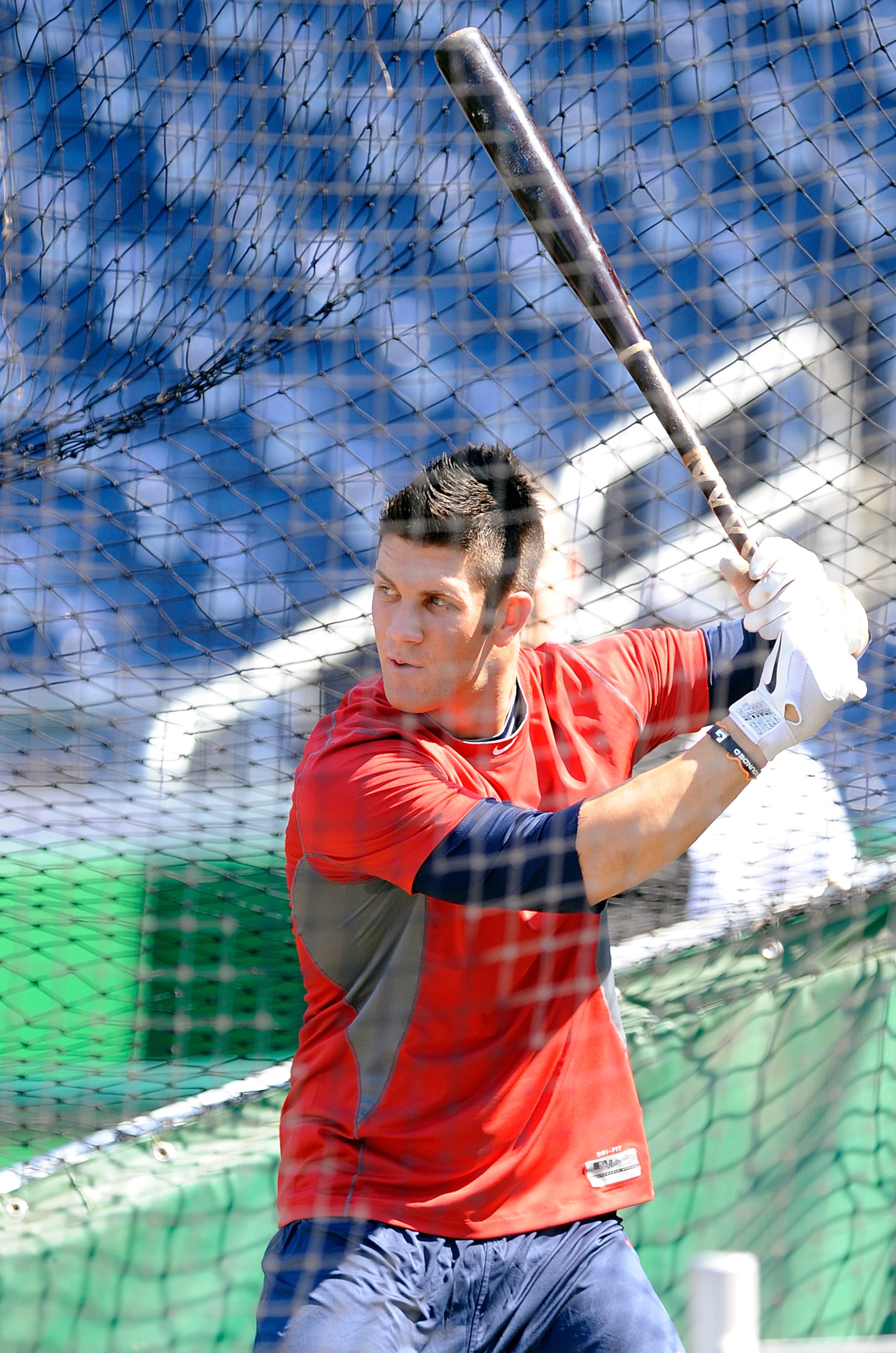 WASHINGTON - AUGUST 26:  Bryce Harper of the Washington Nationals takes batting practice at Nationals Park on August 26, 2010 in Washington, DC.  (Photo by Greg Fiume/Getty Images)