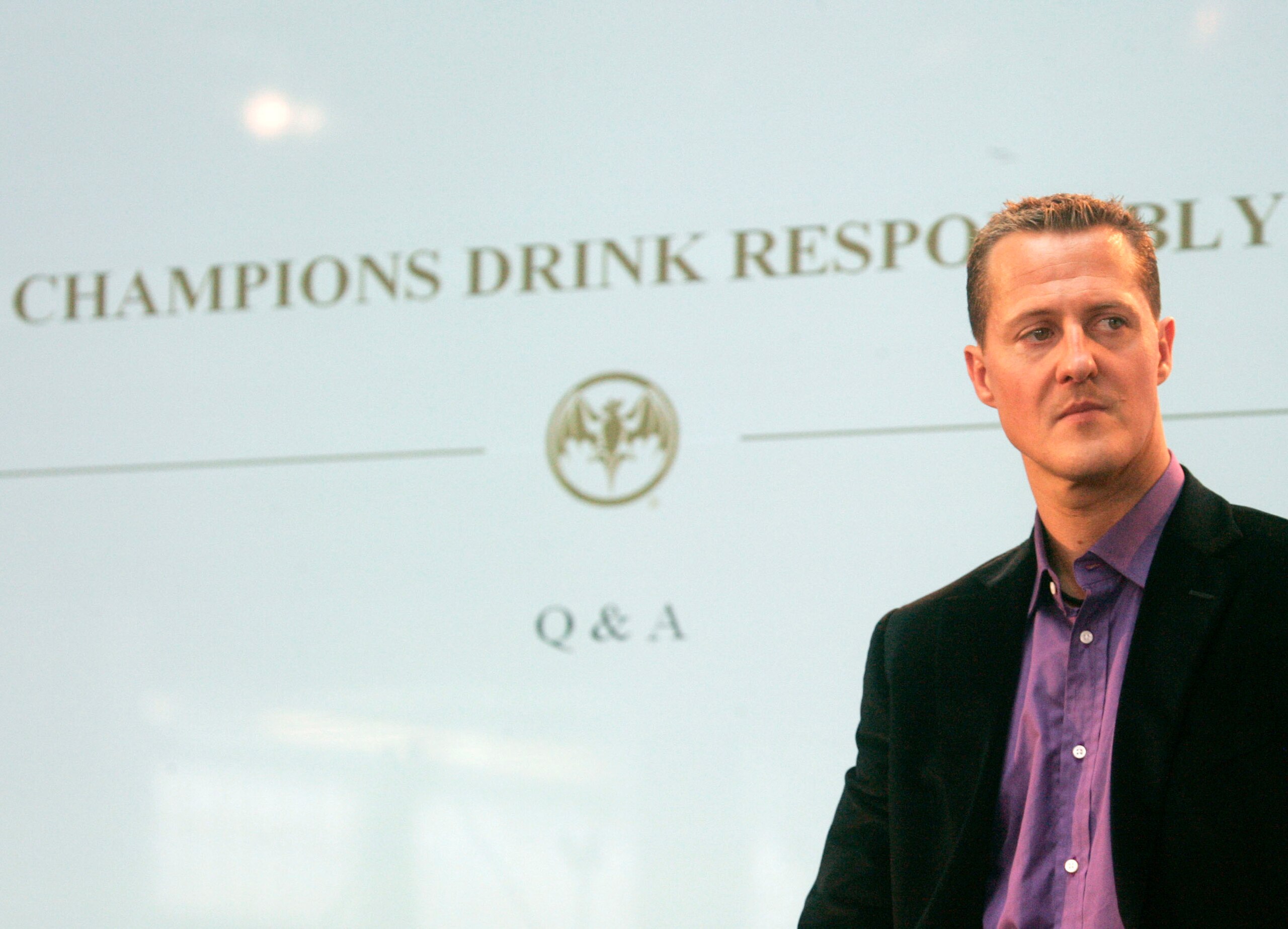 BRUSSELS, BELGIUM - APRIL 02:  Michael Schumacher, seven-time Formula 1 world champion, attends a press conference to  launch Bacardi's Global Resposibility Campaign in Schumacher's function as Global Social Responsibility Ambassador, at Autoworld Brussel