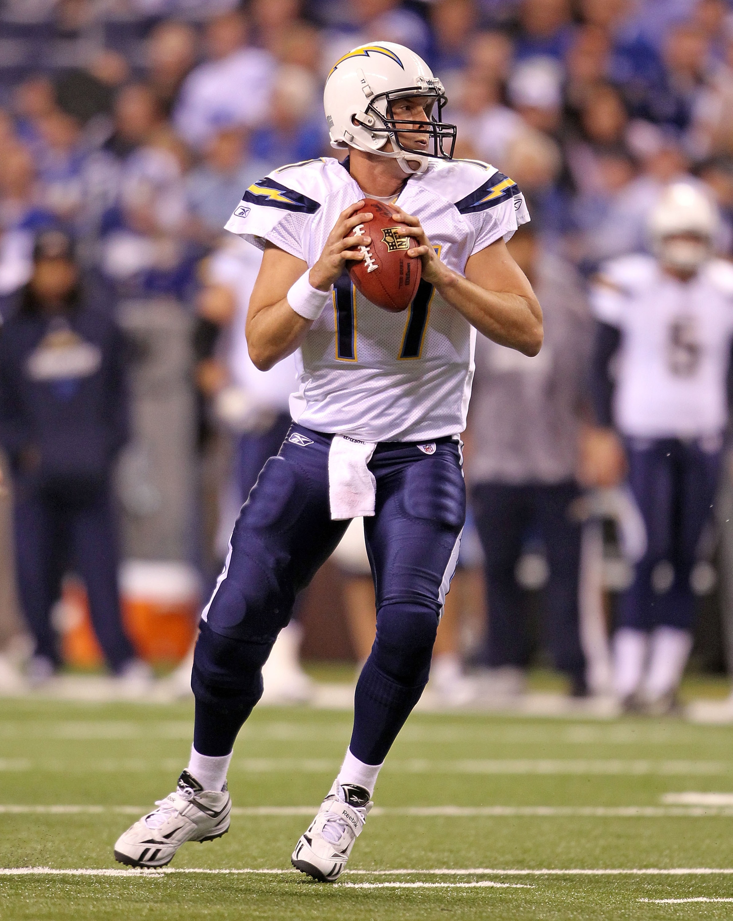 INDIANAPOLIS - NOVEMBER 28:  Philip Rivers #17 of the San Diego Chargers throws a pass during the NFL game against the Indianapolis Colts at Lucas Oil Stadium on November 28, 2010 in Indianapolis, Indiana.  (Photo by Andy Lyons/Getty Images)