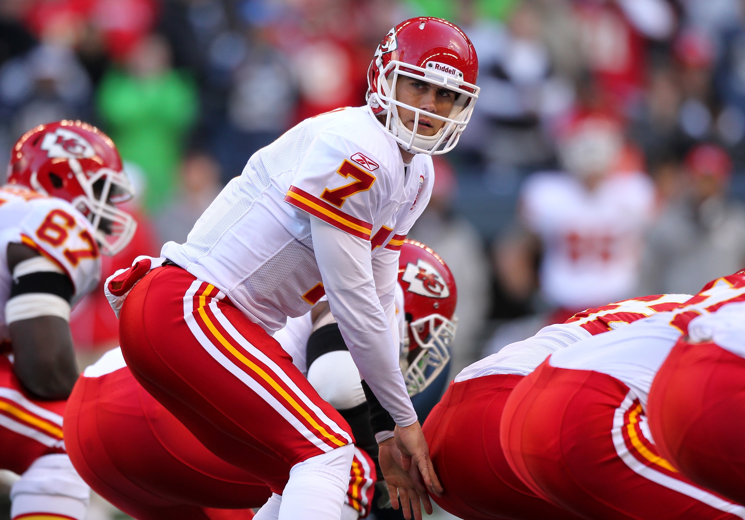 SEATTLE, WA - NOVEMBER 28: Quarterback Matt Cassel #7 of the Kansas City Chiefs lines up under center against the Seattle Seahawks at Qwest Field on November 28, 2010 in Seattle, Washington. (Photo by Otto Greule Jr/Getty Images) SEATTLE, WA - NOVEMBER 28: Quarterback Matt Cassel #7 of the Kansas City Chiefs lines up under center against the Seattle Seahawks at Qwest Field on November 28, 2010 in Seattle, Washington. (Photo by Otto Greule Jr/Getty Images)