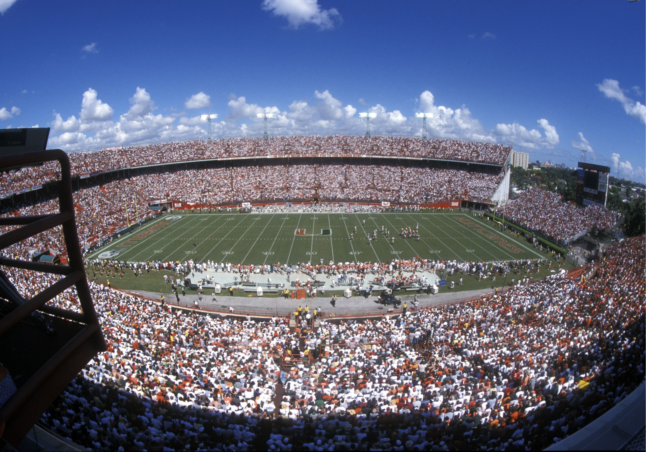 The historic Orange Bowl in Miami is the site of the University of Miami versus Florida State football game, October 12, 2002.  (Photo by Al Messerschmidt/Getty Images)