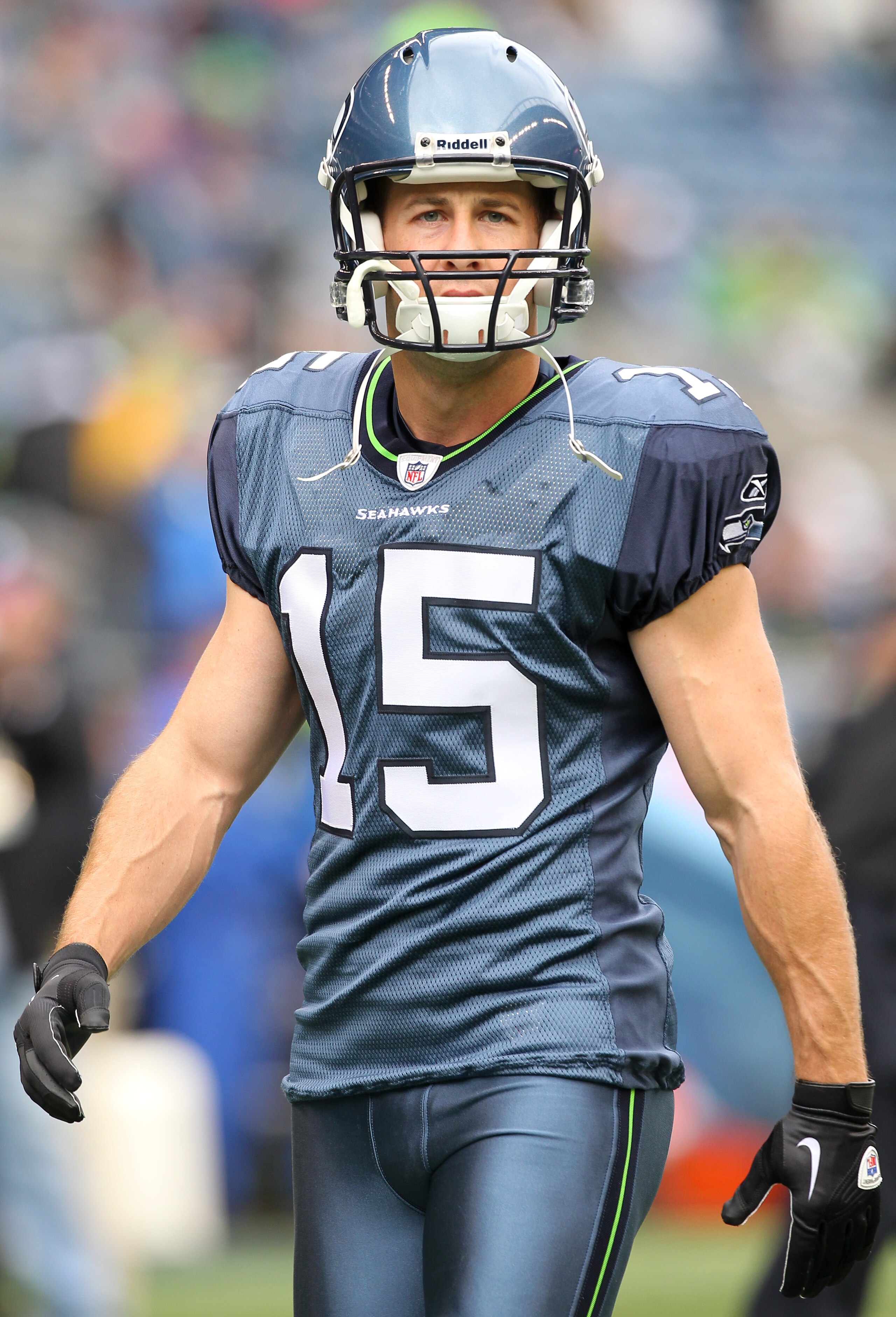 SEATTLE - OCTOBER 24:  Wide receiver Brandon Stokley #15 of the Seattle Seahawks looks on during warmups prior to the game against the Arizona Cardinals at Qwest Field on October 24, 2010 in Seattle, Washington. (Photo by Otto Greule Jr/Getty Images)