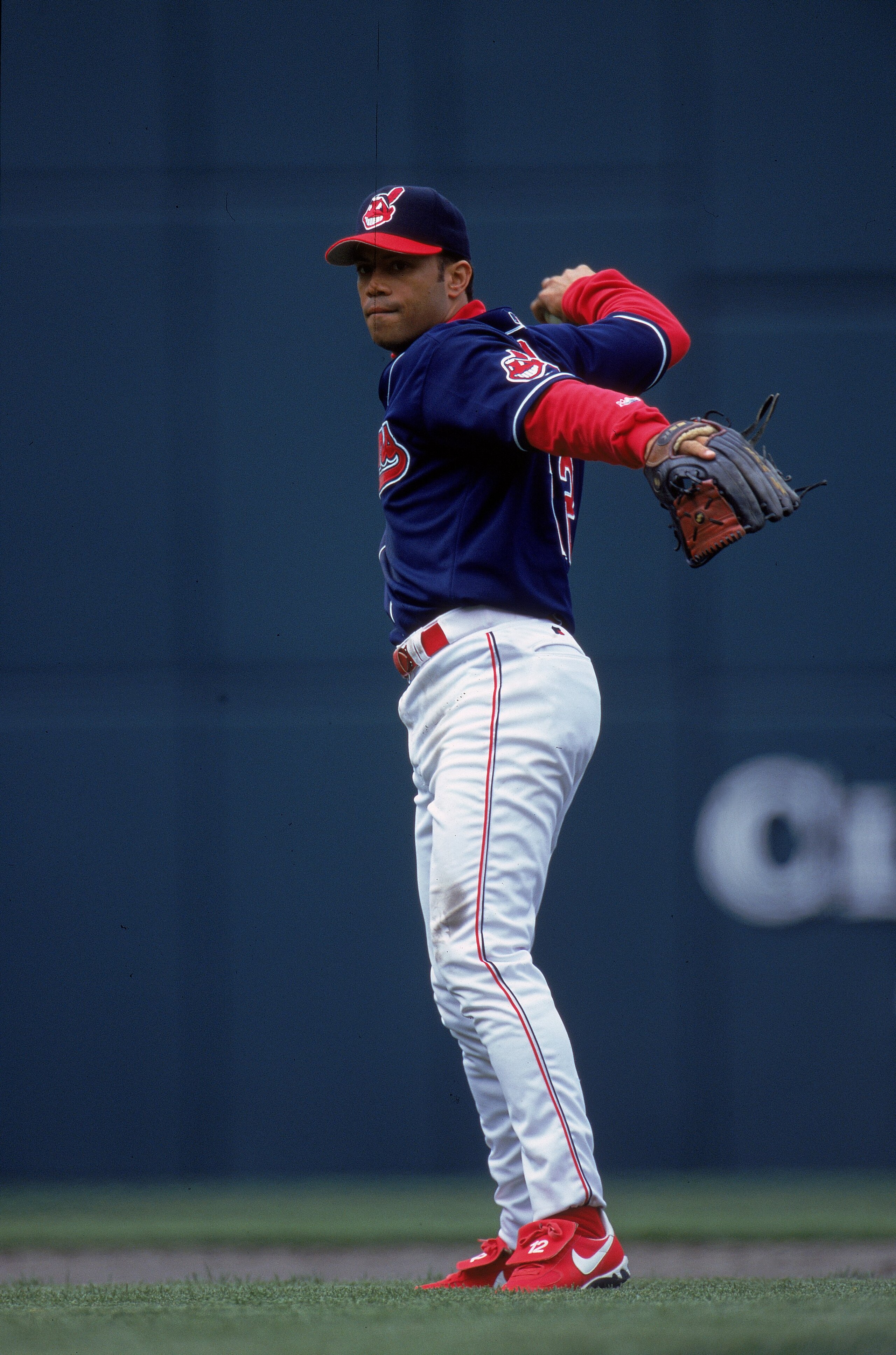 16 Apr 2000: Roberto Alomar #12 of the Cleveland Indians throws a ball during the game against the Texas Rangers at Jacobs Field in Cleveland, Ohio. The Indians defeated the Rangers 2-1. Mandatory Credit: Harry How /Allsport 16 Apr 2000: Roberto Alomar #12 of the Cleveland Indians throws a ball during the game against the Texas Rangers at Jacobs Field in Cleveland, Ohio. The Indians defeated the Rangers 2-1. Mandatory Credit: Harry How /Allsport