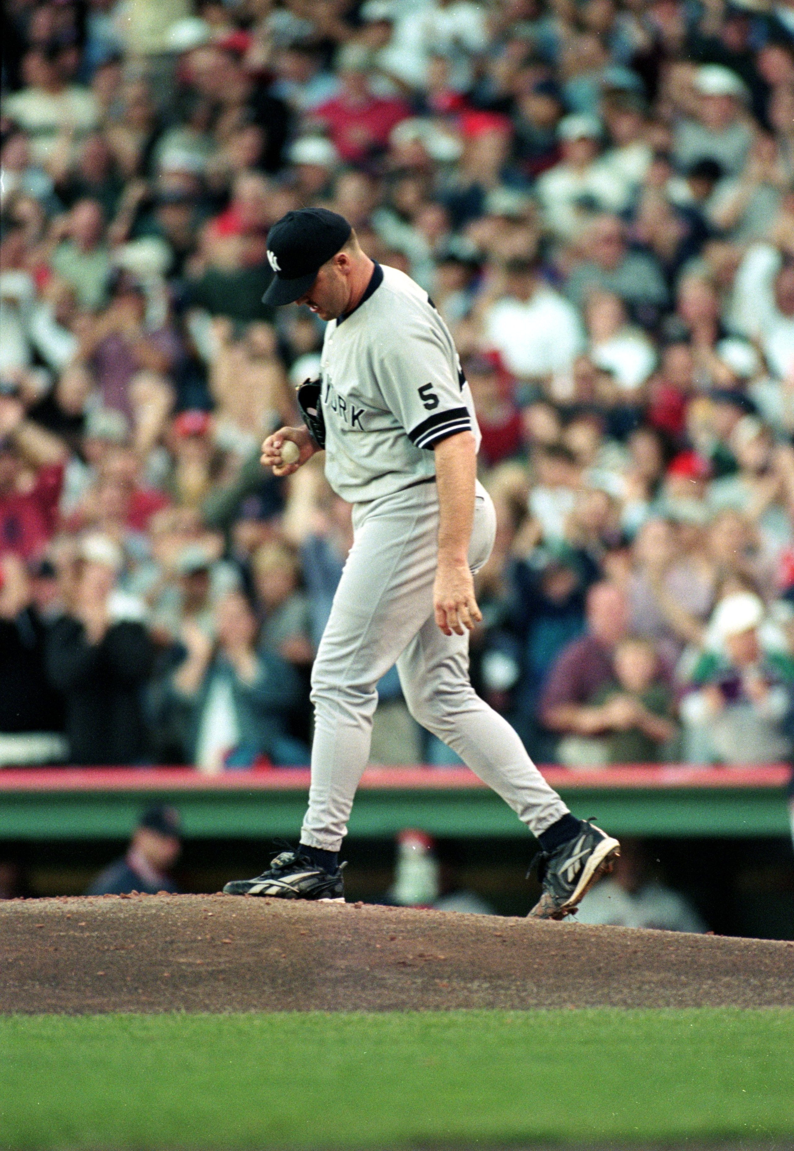 16 Oct 1999:  Roger Clemens #22 of the New York Yankees walks onto the mound during the ALCS game three against the Boston Red Sox at Fenway Park in Boston, Massachusetts. The Red Sox defeated the Yankees 13-1. Mandatory Credit: Jonathan Daniel  /Allsport
