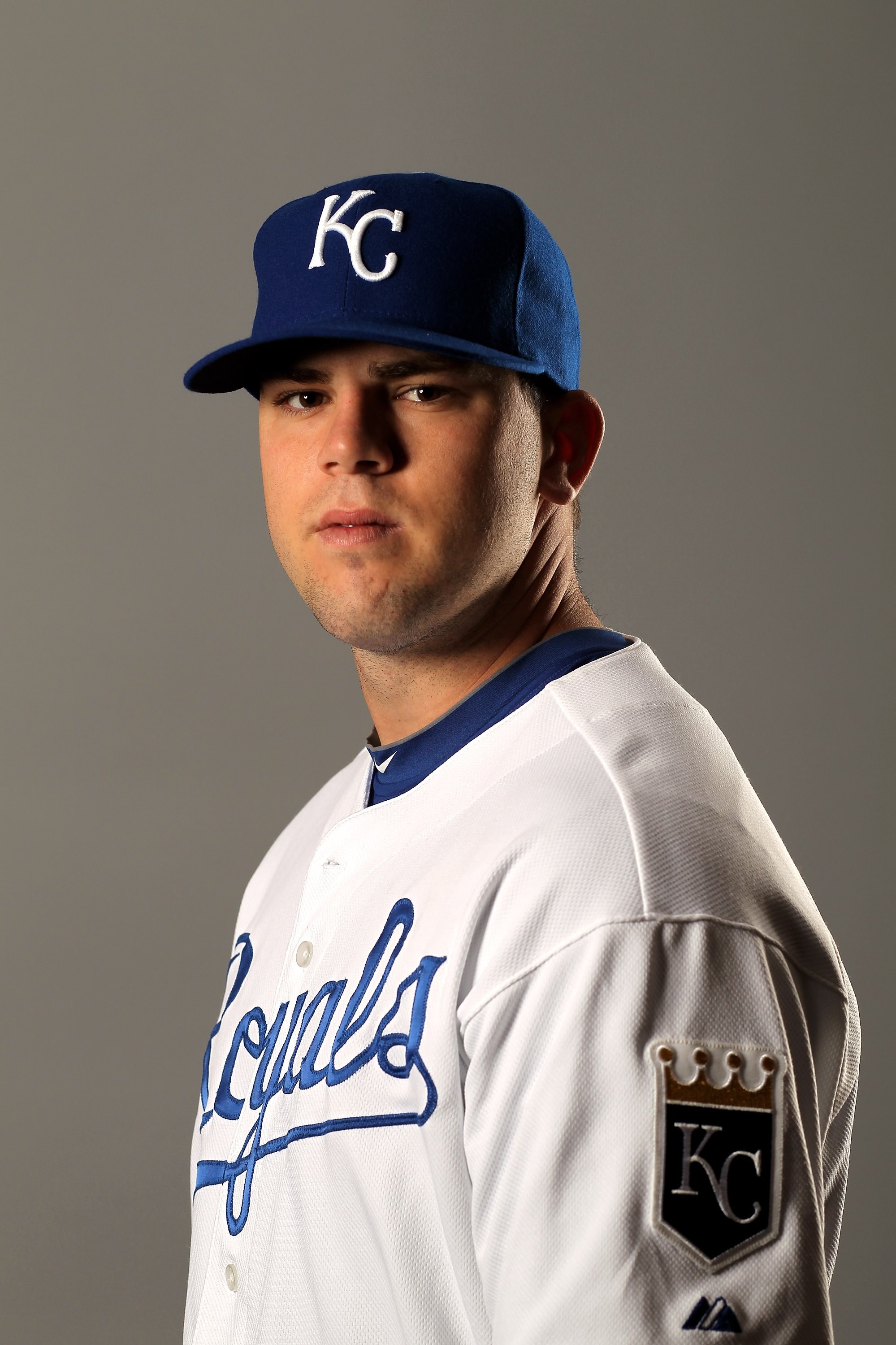 SURPRISE, AZ - FEBRUARY 26:  Mike Moustakas of the Kansas City Royals poses during photo media day at the Royals spring training complex on February 26, 2010 in Surprise, Arizona.  (Photo by Ezra Shaw/Getty Images)