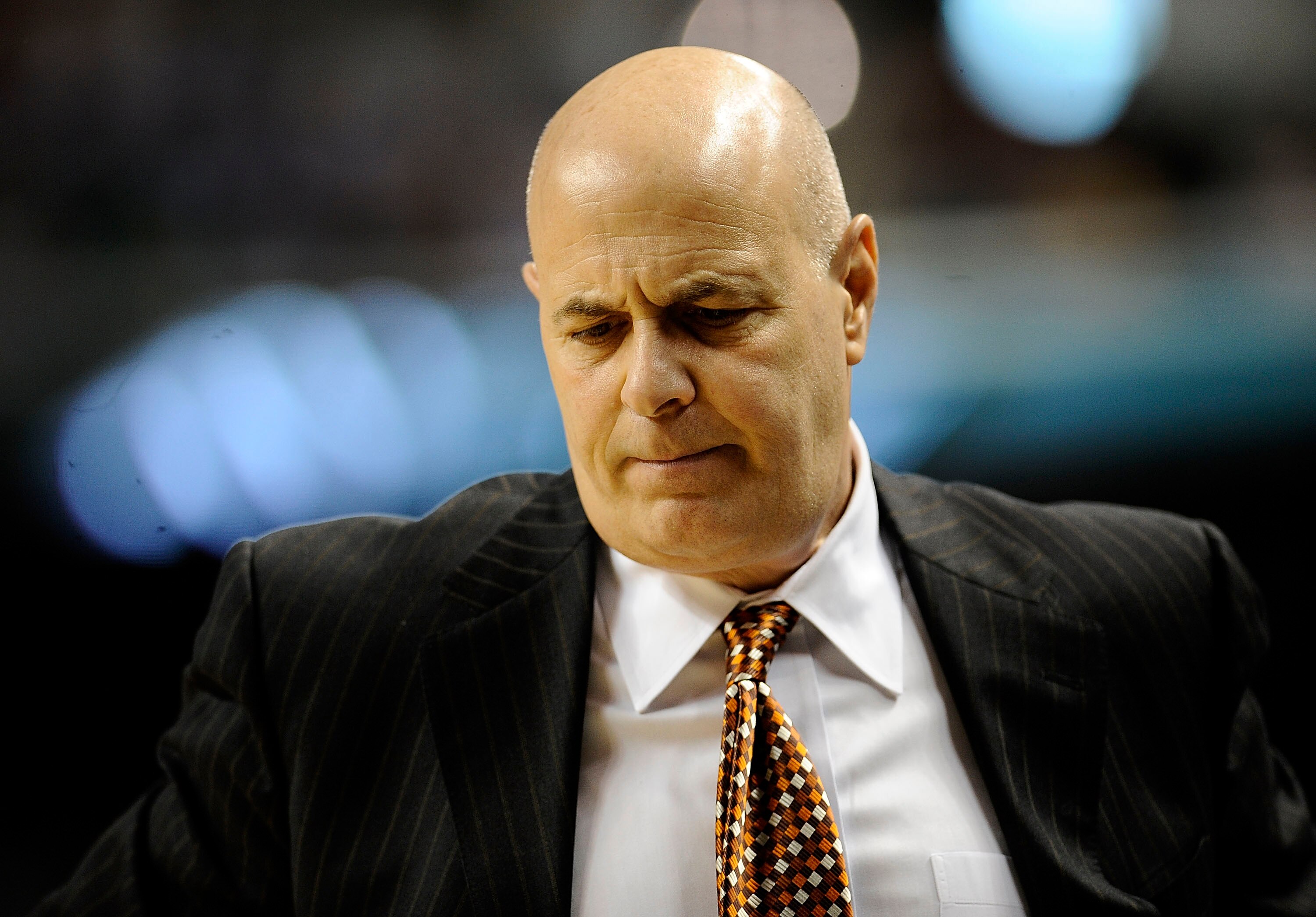 GREENSBORO, NC - MARCH 12:  Seth Greenberg, head coach of the Virginia Tech Hokies walks the sidelines against the University of Miami Hurricanes in their quarterfinal game in the 2010 ACC Men's Basketball Tournament at the Greensboro Coliseum on March 12