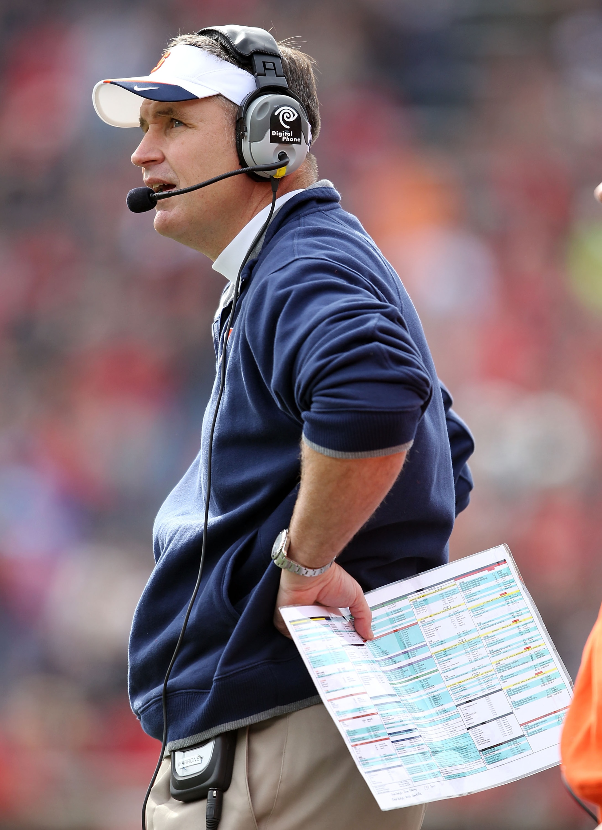 CINCINNATI - OCTOBER 30:  Doug Marrone the Head Coach of the Syracuse Orange gives instructions to his team during the Big East Conference game against the Cincinnati Bearcats at Nippert Stadium on October 30, 2010 in Cincinnati, Ohio.  (Photo by Andy Lyo