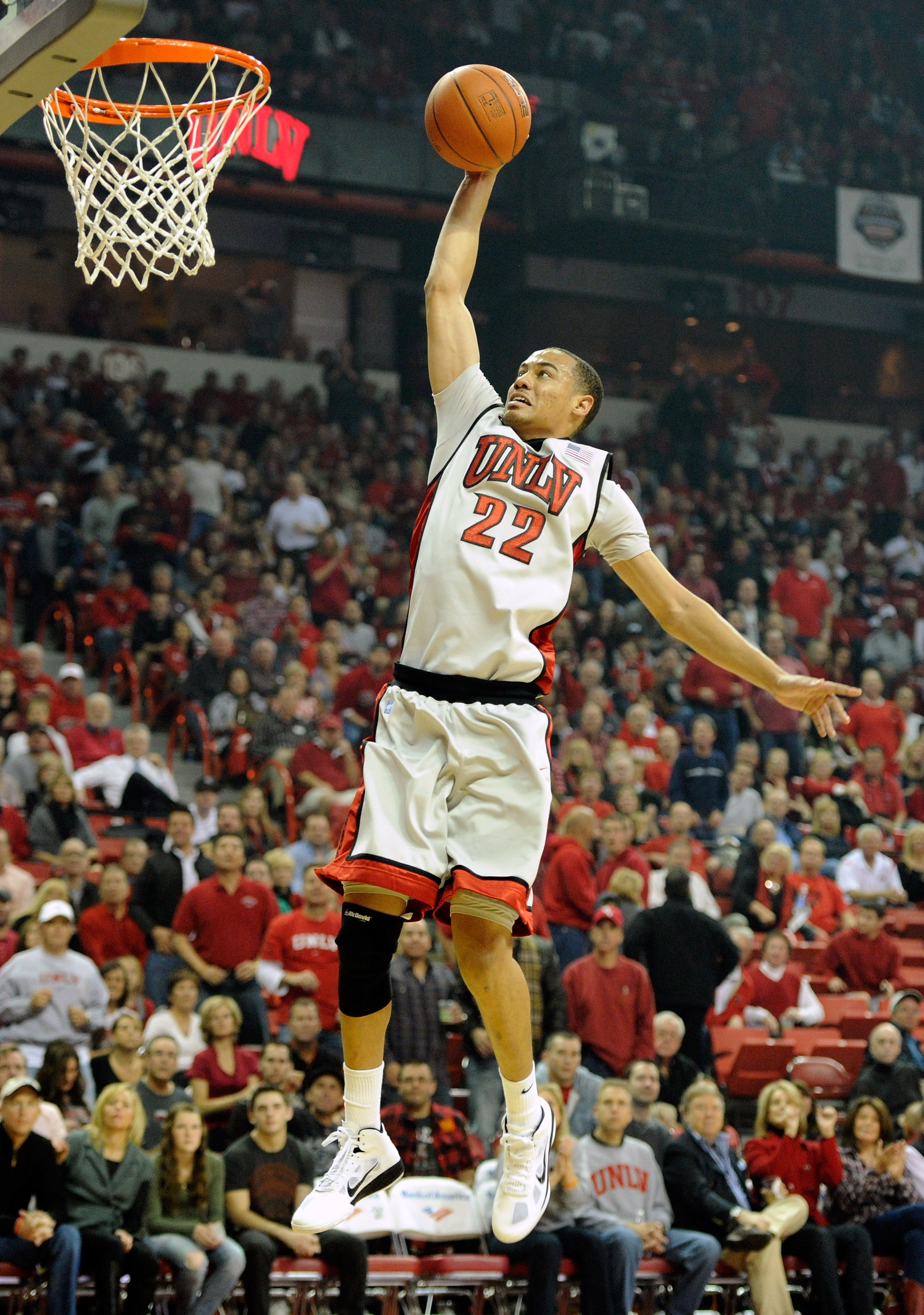 LAS VEGAS - NOVEMBER 20: Chace Stanback #22 of the UNLV Rebels goes in for a dunk against the Wisconsin Badgers during their game at the Thomas & Mack Center November 20, 2010 in Las Vegas, Nevada. UNLV won 68-65. (Photo by Ethan Miller/Getty Images) LAS VEGAS - NOVEMBER 20: Chace Stanback #22 of the UNLV Rebels goes in for a dunk against the Wisconsin Badgers during their game at the Thomas & Mack Center November 20, 2010 in Las Vegas, Nevada. UNLV won 68-65. (Photo by Ethan Miller/Getty Images)