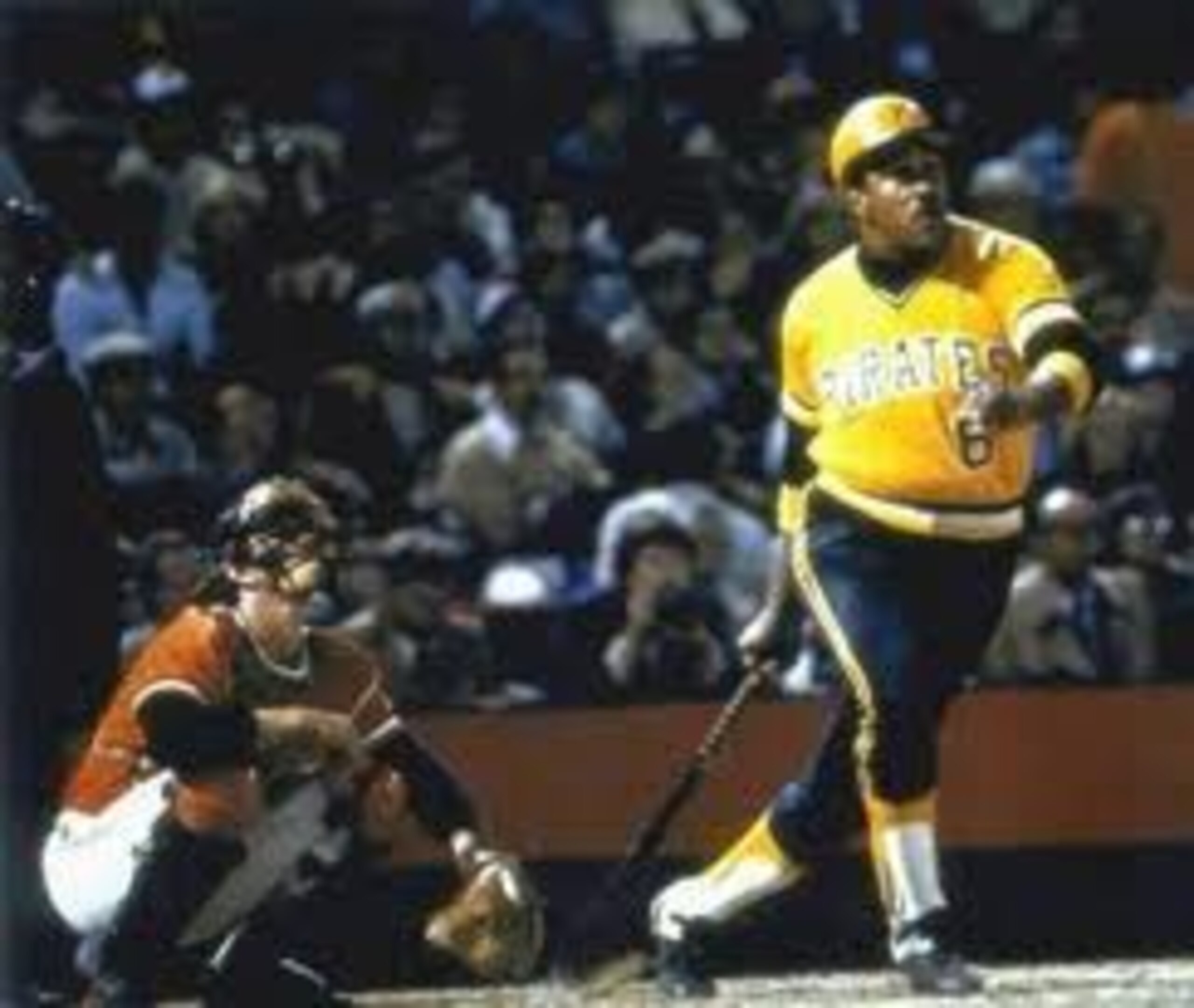 Willie Stargell watches a Scott McGregor pitch clear the right field wall in game 7