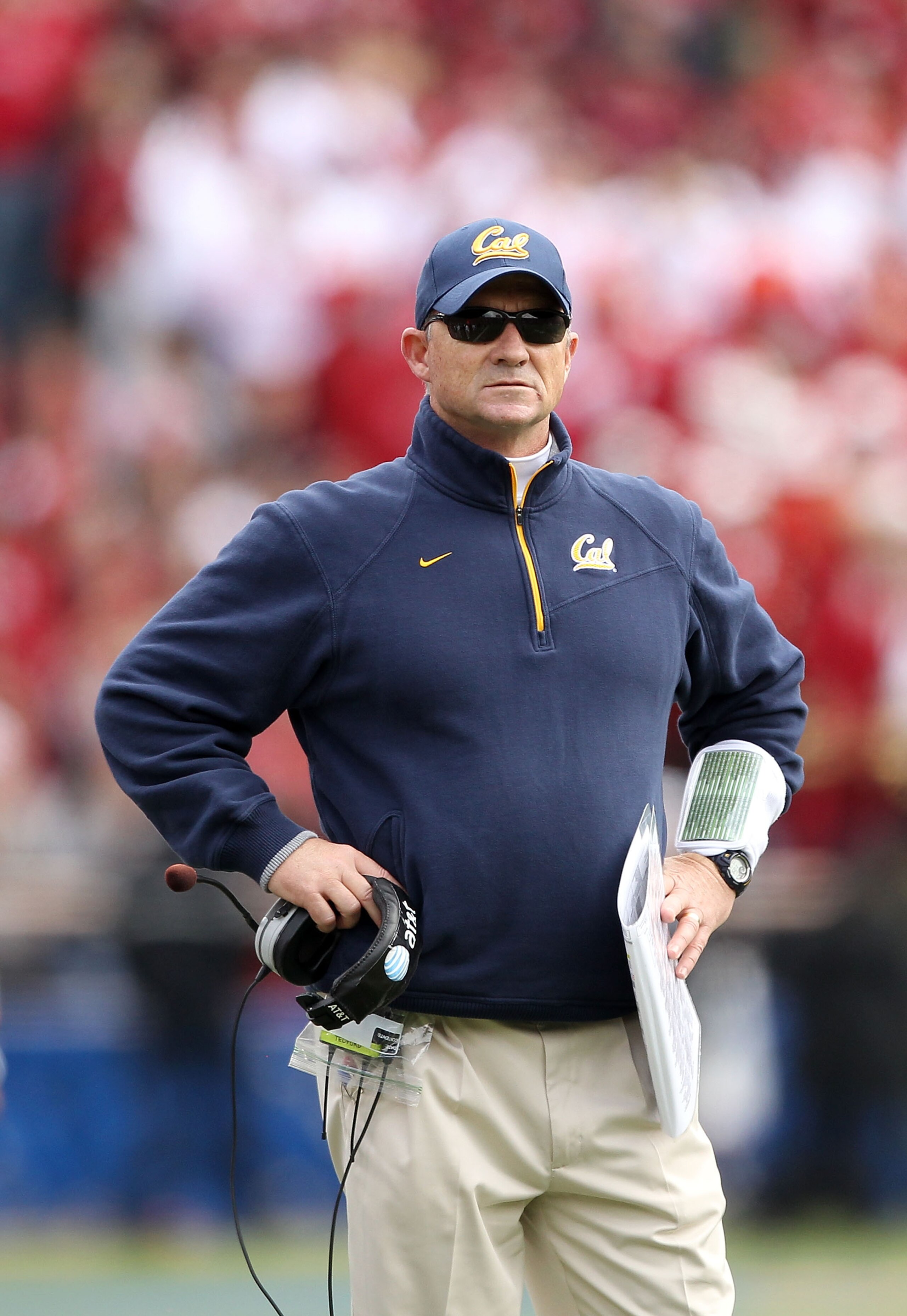 BERKELEY, CA - NOVEMBER 20:  Head coach Jeff Tedford of the California Golden Bears watches his team play their game against the Stanford Cardinal at California Memorial Stadium on November 20, 2010 in Berkeley, California.  (Photo by Ezra Shaw/Getty Imag