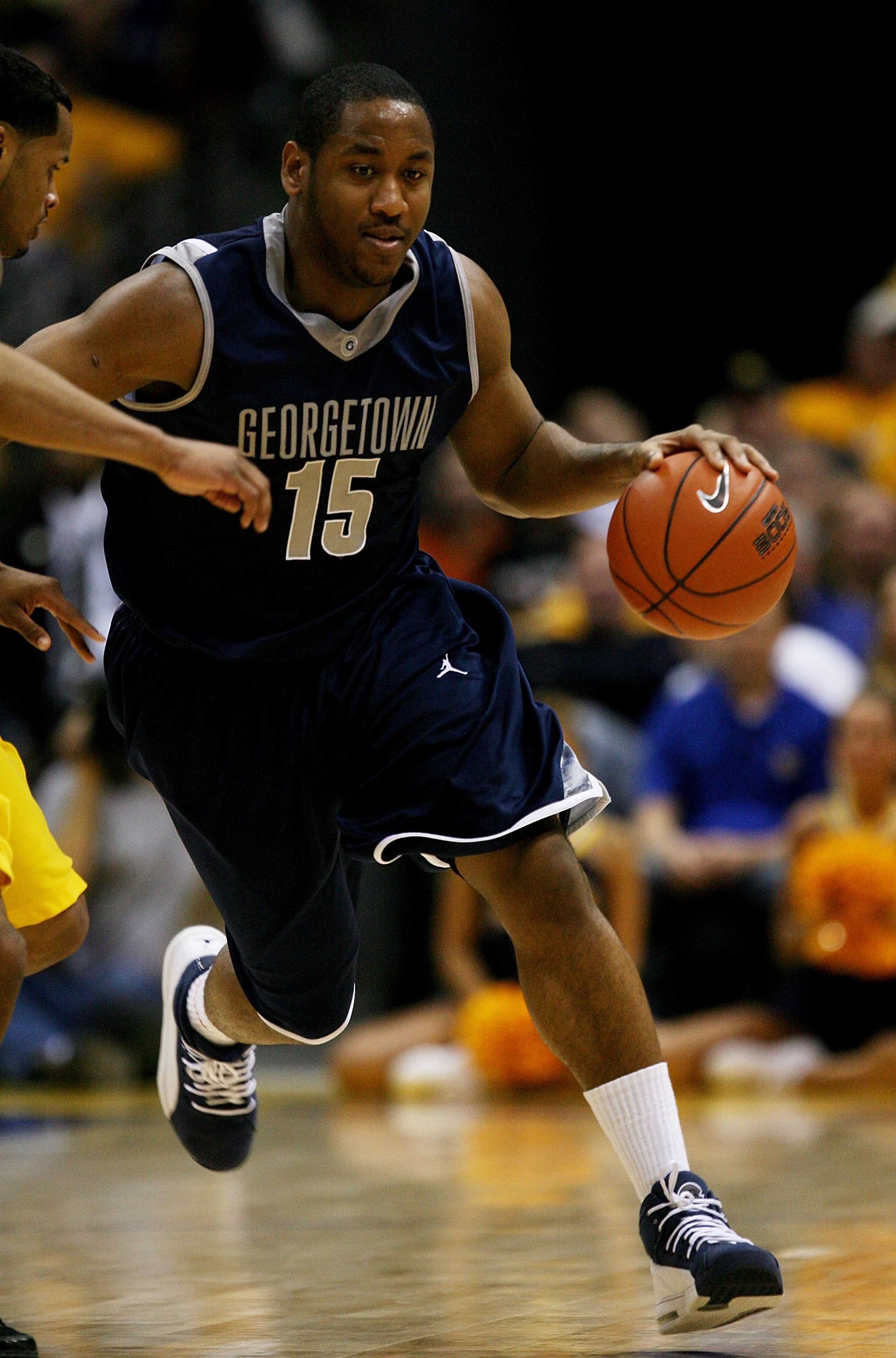 MILWAUKEE - JANUARY 31: Austin Freeman #15 of the Georgetown Hoyas brings the ball upcourt against the Marquette Golden Eagles on January 31, 2009 at the Bradley Center in Milwaukee, Wisconsin. Marquette defeated Georgetown 94-82. (Photo by Jonathan Danie