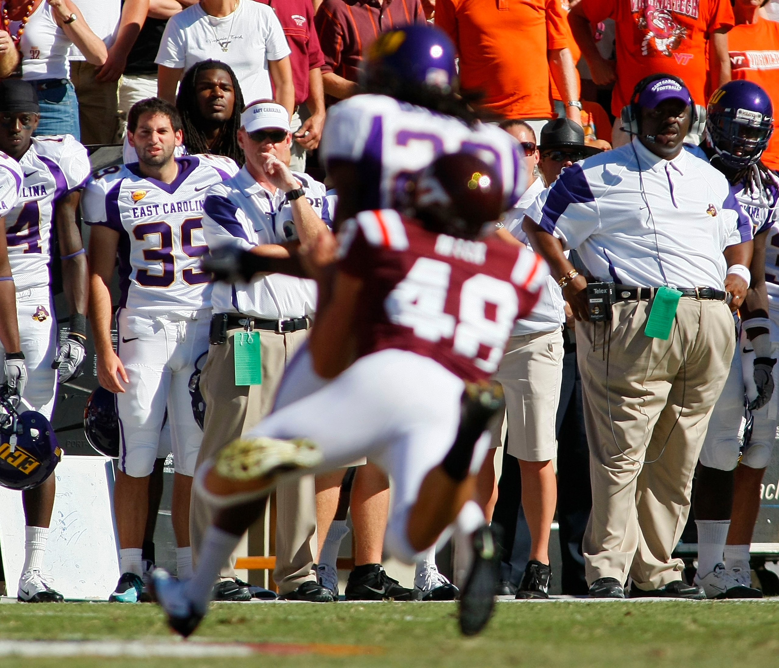 BLACKSBURG, VA - SEPTEMBER 18: East Carolina Pirates head coach Ruffin McNeill watches from the sidelines against the Virginia Tech Hokies at Lane Stadium on September 18, 2010 in Blacksburg, Virginia. (Photo by Geoff Burke/Getty Images) BLACKSBURG, VA - SEPTEMBER 18: East Carolina Pirates head coach Ruffin McNeill watches from the sidelines against the Virginia Tech Hokies at Lane Stadium on September 18, 2010 in Blacksburg, Virginia. (Photo by Geoff Burke/Getty Images)