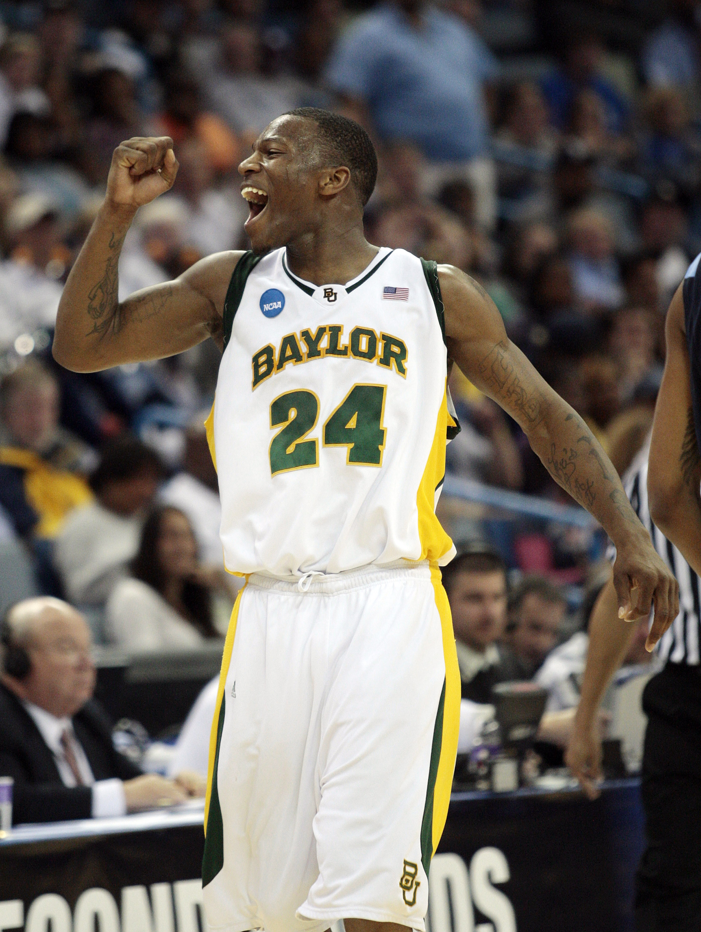 NEW ORLEANS - MARCH 20: LaceDarius Dunn #24 of the Baylor Bears reacts after scoring against the Old Dominion Monarchs during the second round of the 2010 NCAA men's basketball tournament at the New Orleans Arena on March 20, 2010 in New Orleans, Louisia NEW ORLEANS - MARCH 20: LaceDarius Dunn #24 of the Baylor Bears reacts after scoring against the Old Dominion Monarchs during the second round of the 2010 NCAA men's basketball tournament at the New Orleans Arena on March 20, 2010 in New Orleans, Louisia