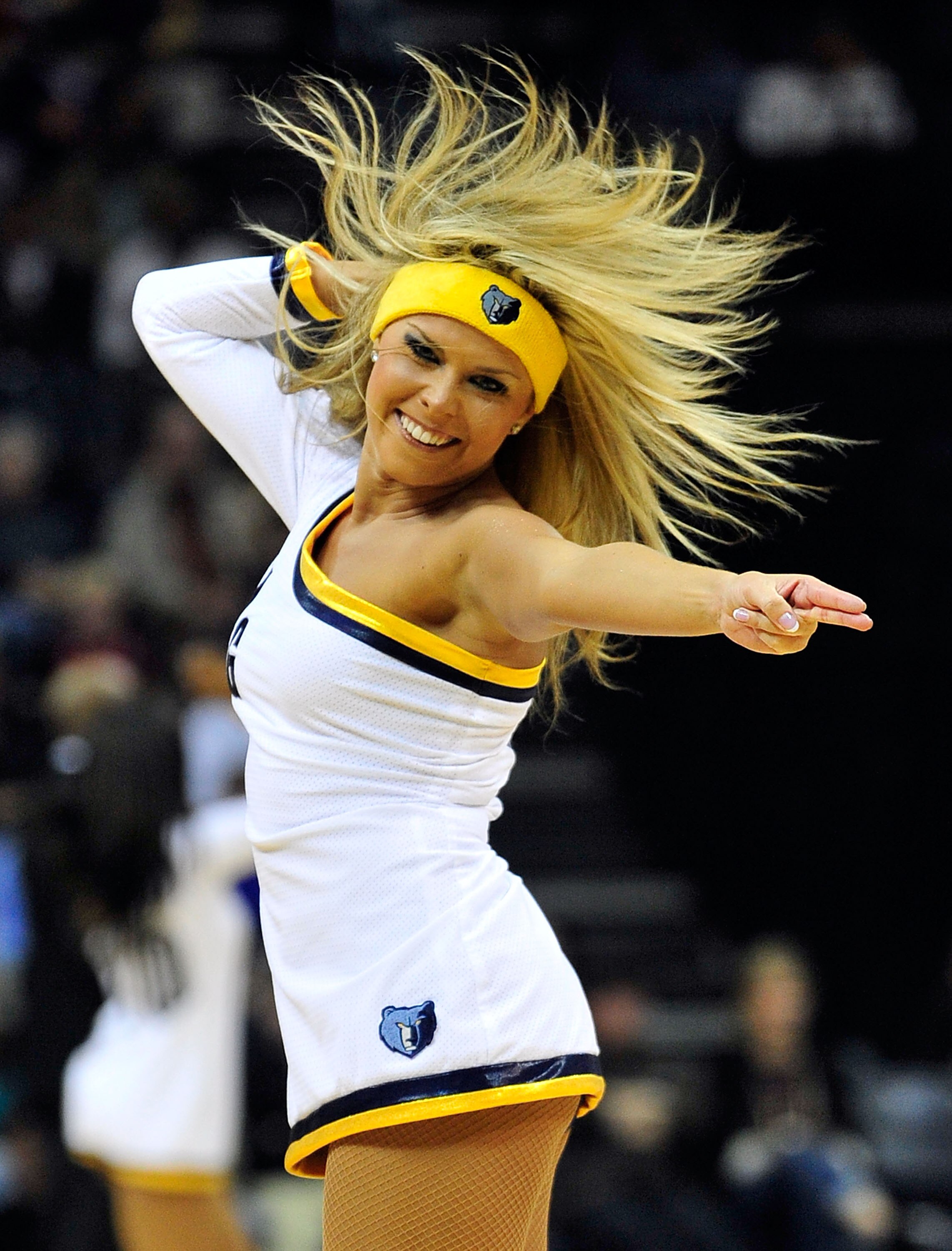MEMPHIS, TN - NOVEMBER 20:  A Memphis Grizzlies cheerleader performs against the Miami Heat at FedExForum on November 20, 2010 in Memphis, Tennessee. The Grizzlies won 97-95. NOTE TO USER: User expressly acknowledges and agrees that, by downloading and or