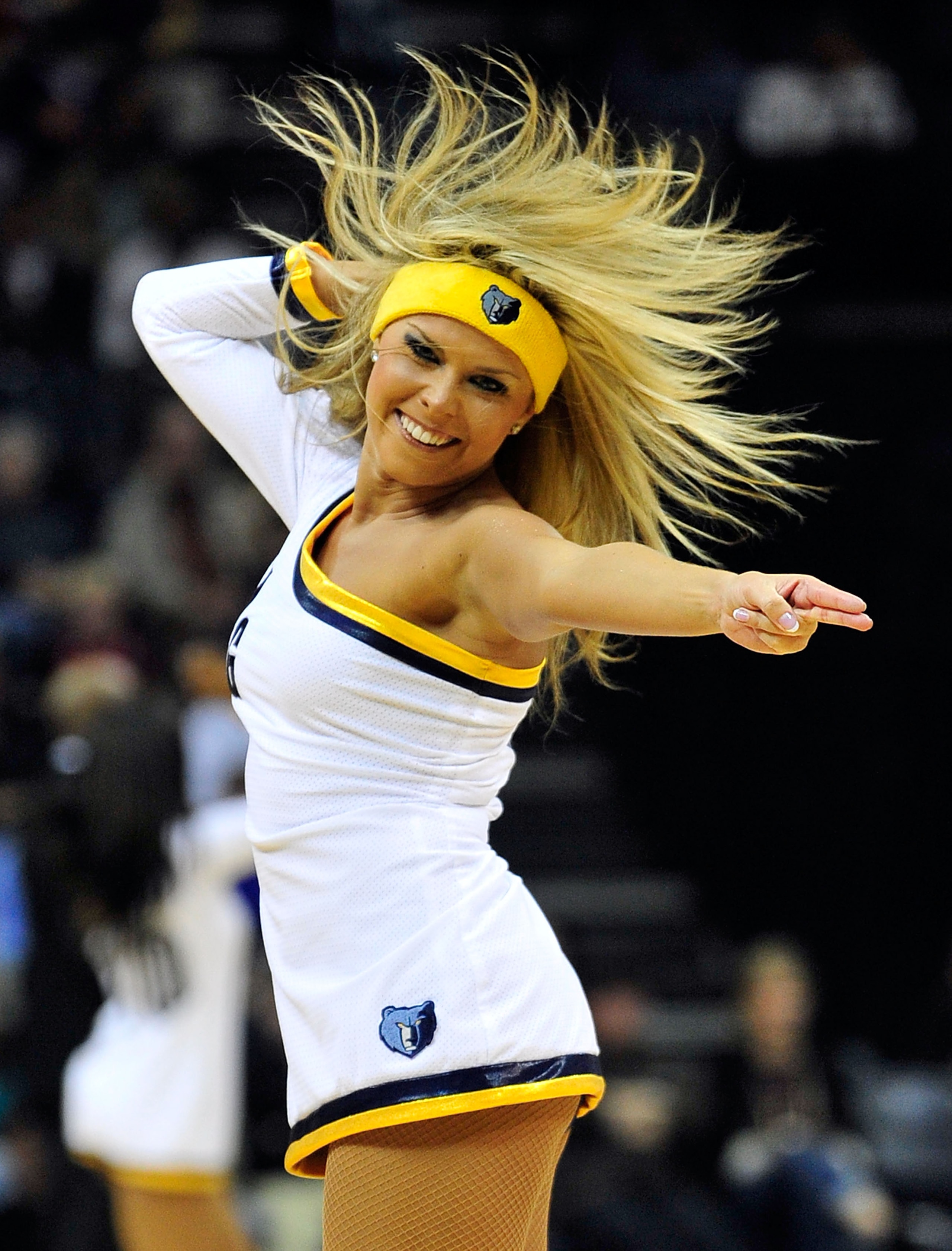 MEMPHIS, TN - NOVEMBER 20:  A Memphis Grizzlies cheerleader performs against the Miami Heat at FedExForum on November 20, 2010 in Memphis, Tennessee. The Grizzlies won 97-95. NOTE TO USER: User expressly acknowledges and agrees that, by downloading and or