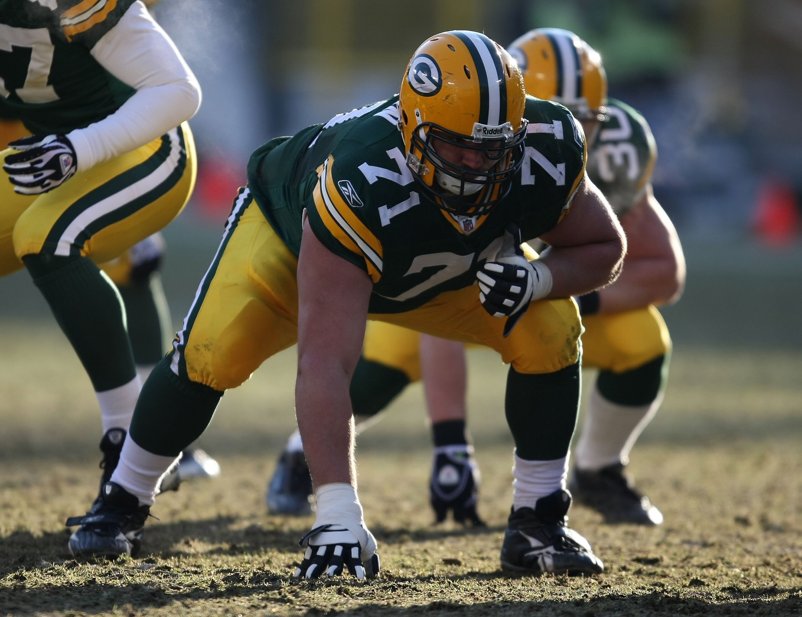GREEN BAY, WI - DECEMBER 28: Josh Sitton #71 of the Green Bay Packers awaits the snap against the Detroit Lions on December 28, 2008 at Lambeau Field in Green Bay, Wisconsin. The Packers defeated the Lions 31-21. (Photo by Jonathan Daniel/Getty Images) GREEN BAY, WI - DECEMBER 28: Josh Sitton #71 of the Green Bay Packers awaits the snap against the Detroit Lions on December 28, 2008 at Lambeau Field in Green Bay, Wisconsin. The Packers defeated the Lions 31-21. (Photo by Jonathan Daniel/Getty Images)