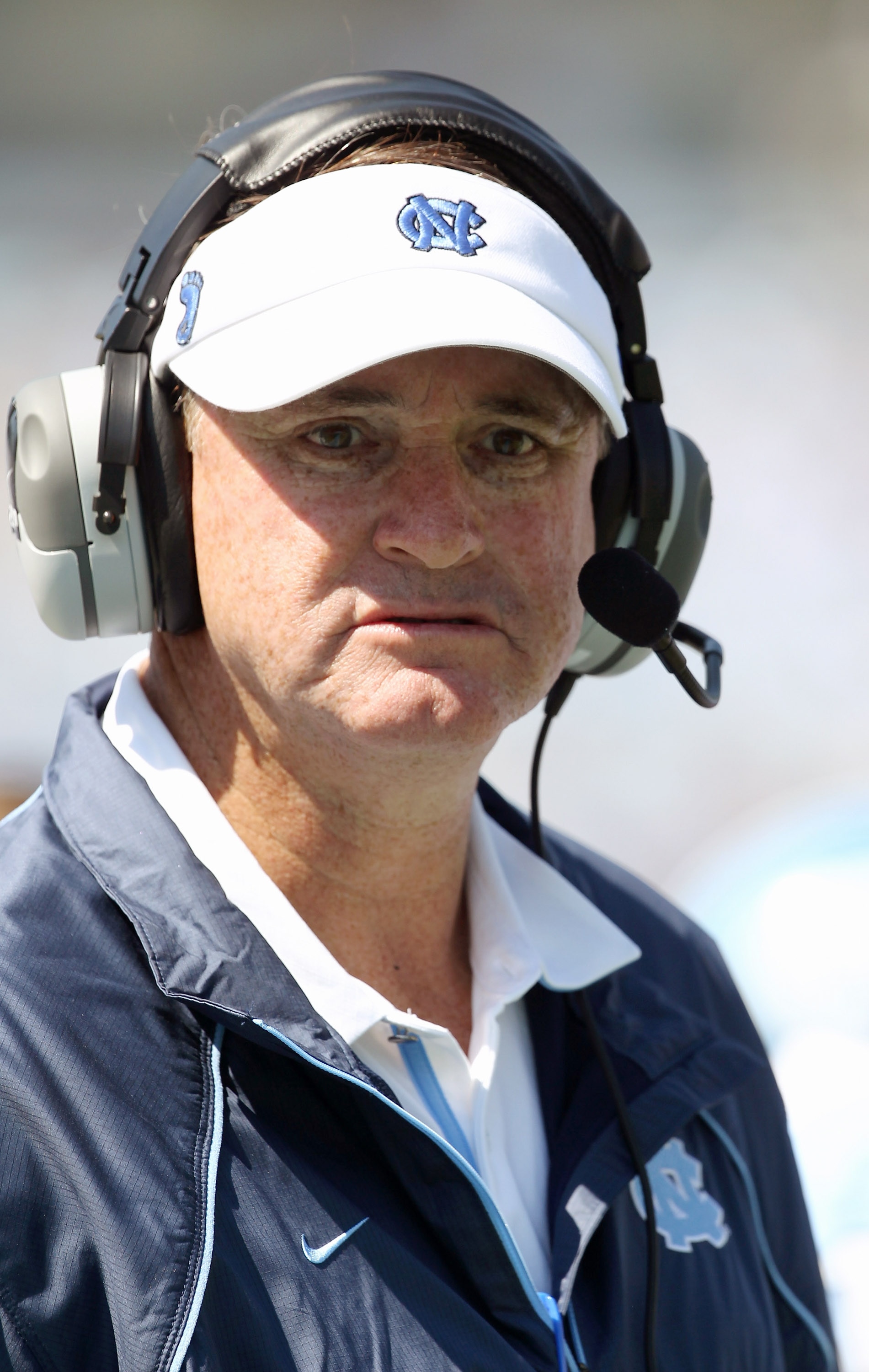 CHAPEL HILL, NC - SEPTEMBER 18:  Head coach Butch Davis of the North Carolina Tar Heels watches on against the Georgia Tech Yellow Jackets during their game at Kenan Stadium on September 18, 2010 in Chapel Hill, North Carolina.  (Photo by Streeter Lecka/G