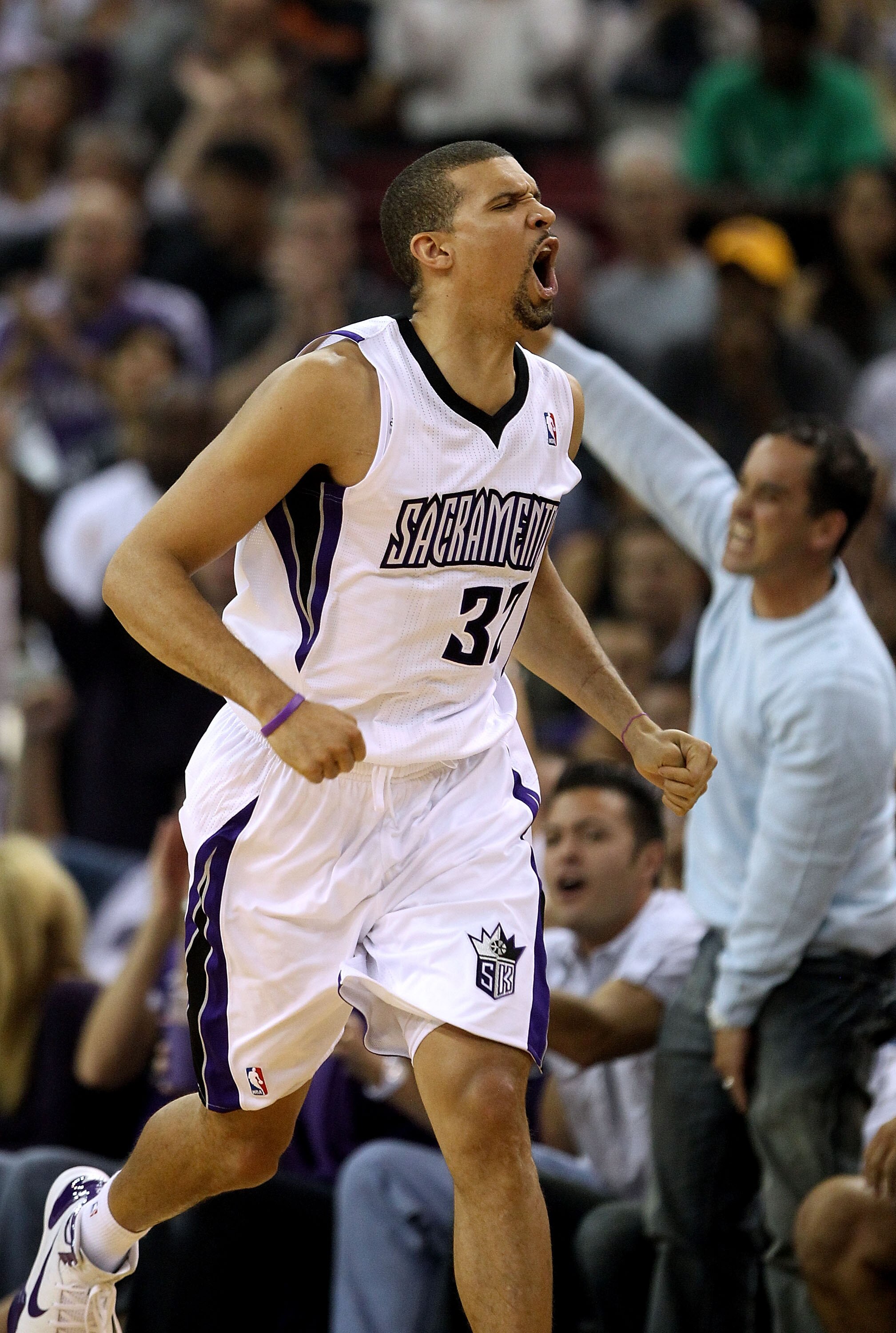 SACRAMENTO, CA - NOVEMBER 03:  Francisco Garcia #32 of the Sacramento Kings reacts after making a three pointer basket against the Los Angeles Lakers at ARCO Arena on November 3, 2010 in Sacramento, California.  NOTE TO USER: User expressly acknowledges a