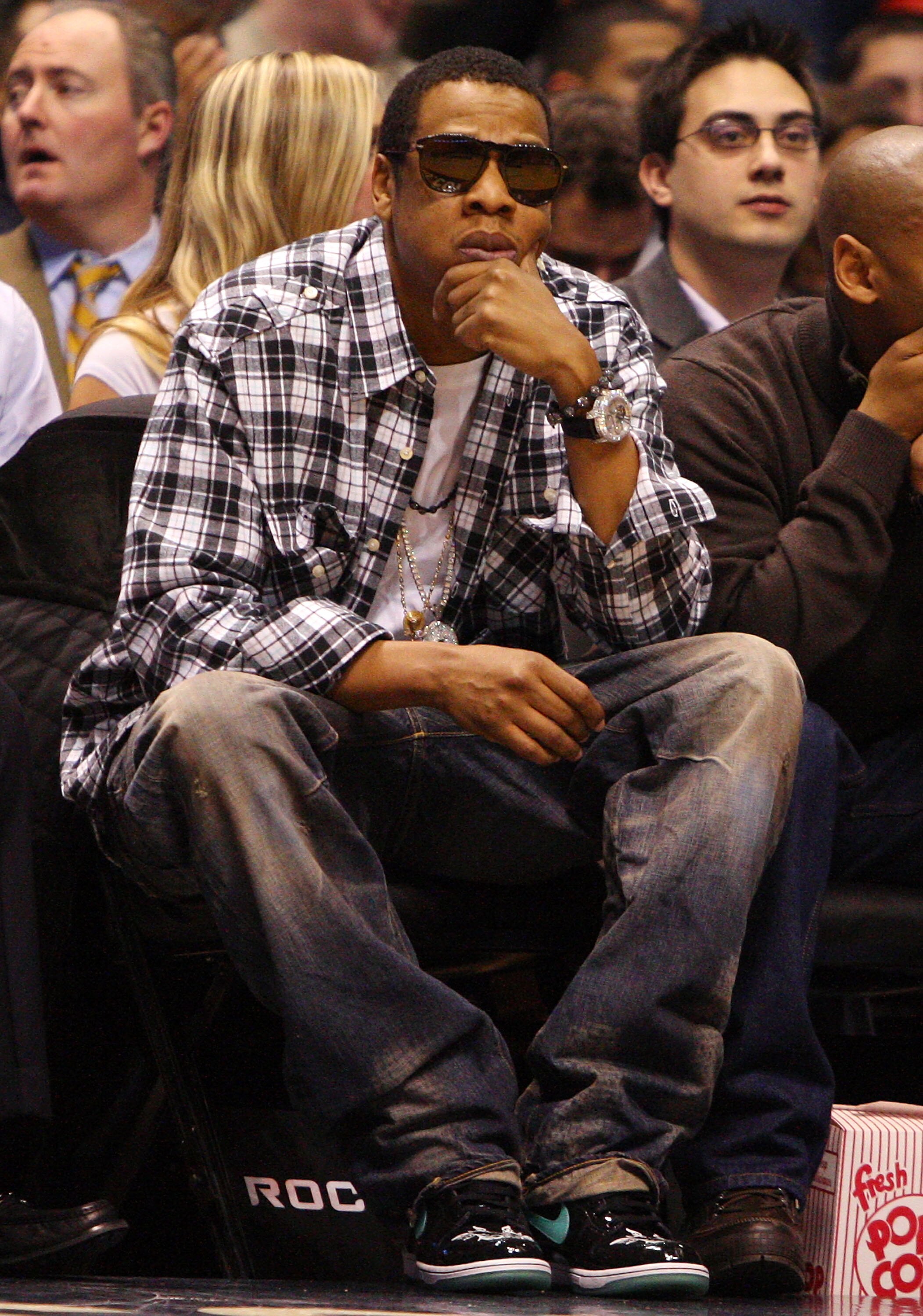 EAST RUTHERFORD, NJ - NOVEMBER 18:  Recording artist and partial owner of the New Jersey Nets Jay-Z looks on as the New Jersey Nets play the Cleveland Cavaliers at the Izod Center on November 18, 2008 in East Rutherford, New Jersey. NOTE TO USER: User exp
