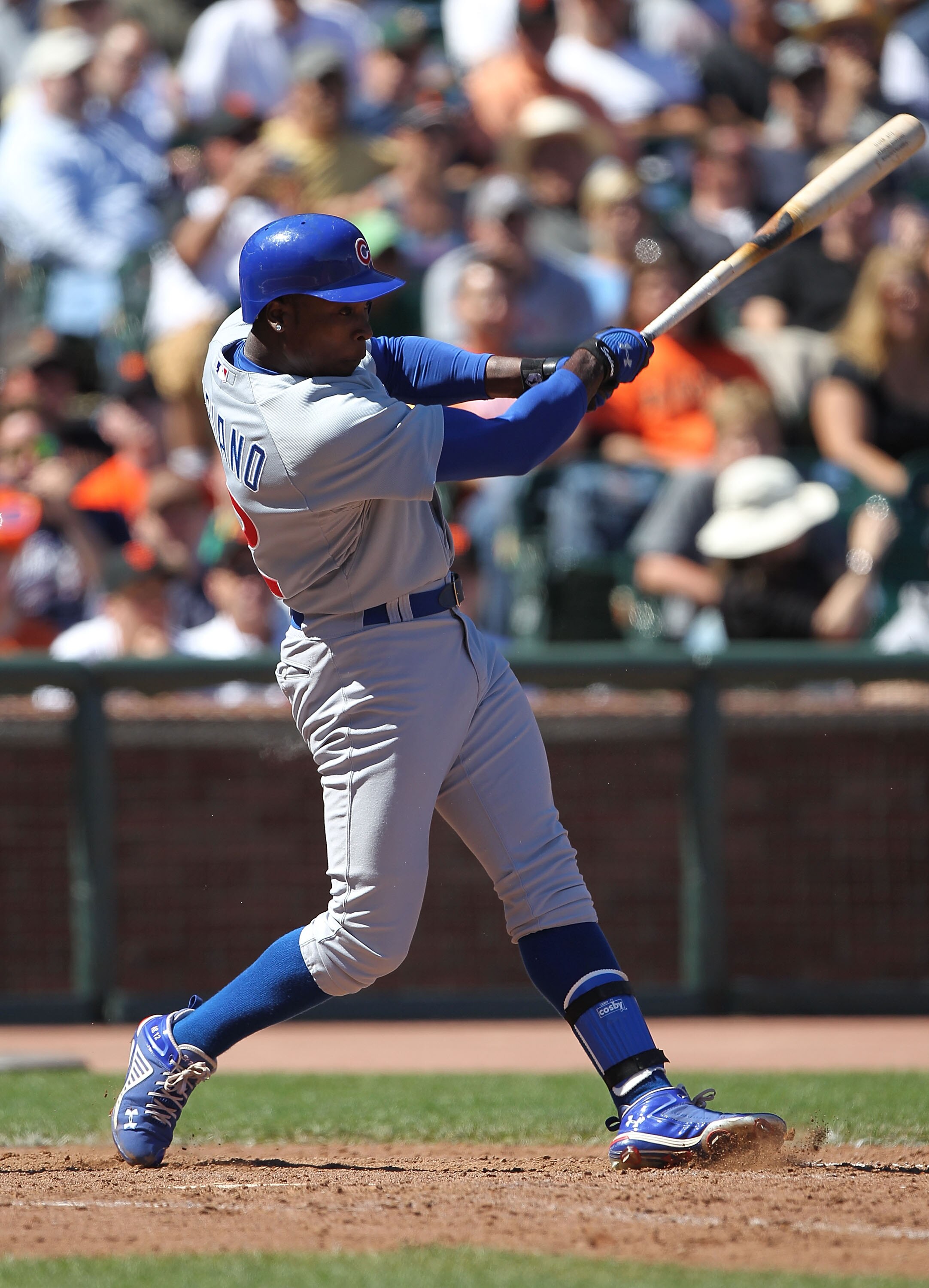 SAN FRANCISCO - AUGUST 12:  Alfonso Soriano #12 of the Chicago Cubs bats against the San Francisco Giants during an MLB game at AT&T Park on August 12, 2010 in San Francisco, California.  (Photo by Jed Jacobsohn/Getty Images)