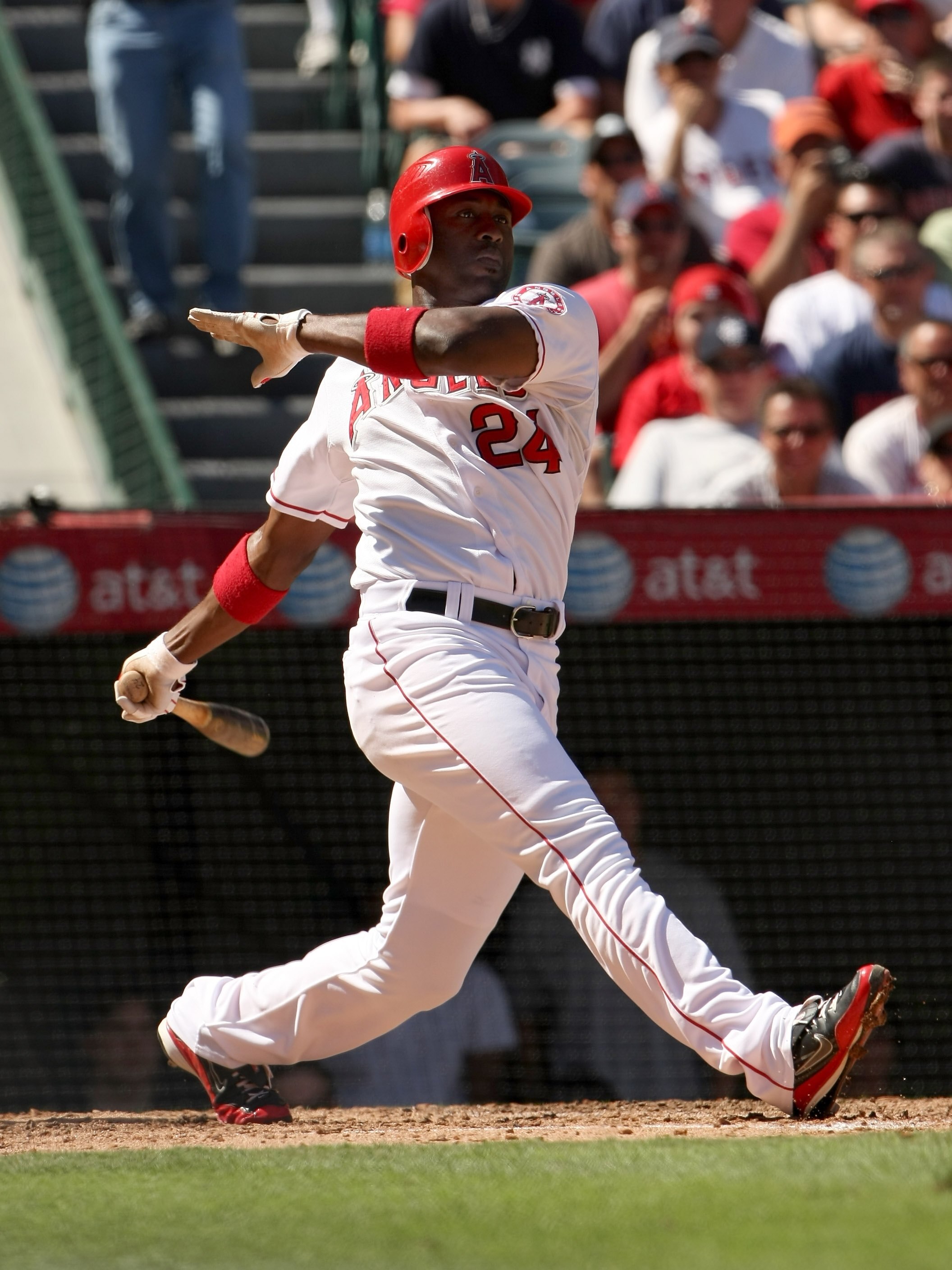 ANAHEIM, CA - SEPTEMBER 23:  Gary Matthews Jr. #24 of the Los Angeles Angels of Anaheim bats against the New York Yankees on September 23, 2009 at Angel Stadium in Anaheim, California.  (Photo by Stephen Dunn/Getty Images)