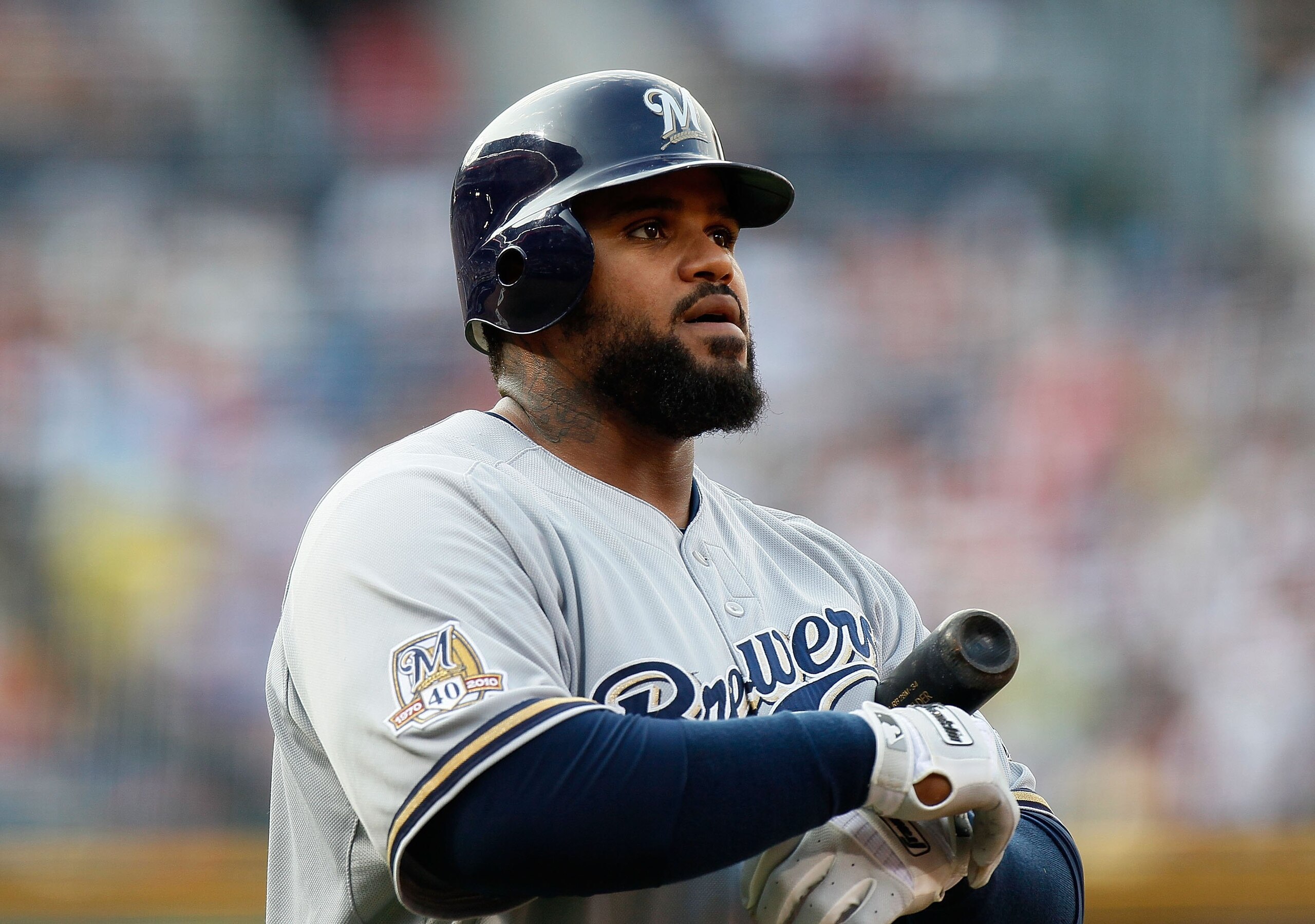 ATLANTA - JULY 15: Prince Fielder #28 of the Milwaukee Brewers against the Atlanta Braves at Turner Field on July 15, 2010 in Atlanta, Georgia. (Photo by Kevin C. Cox/Getty Images) ATLANTA - JULY 15: Prince Fielder #28 of the Milwaukee Brewers against the Atlanta Braves at Turner Field on July 15, 2010 in Atlanta, Georgia. (Photo by Kevin C. Cox/Getty Images)