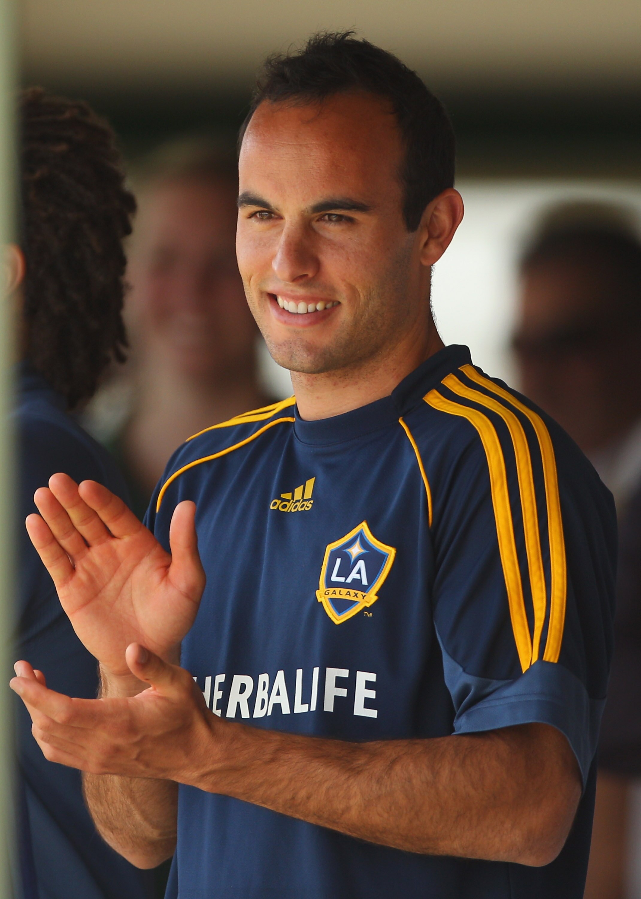 NEWCASTLE, AUSTRALIA - NOVEMBER 26:  Landon Donavan of the Galaxy watches on during an LA Galaxy and Newcastle Jets Children's Football Clinic at Newcastle International Hockey Centre on November 26, 2010 in Newcastle, Australia.  (Photo by Mark Kolbe/Get