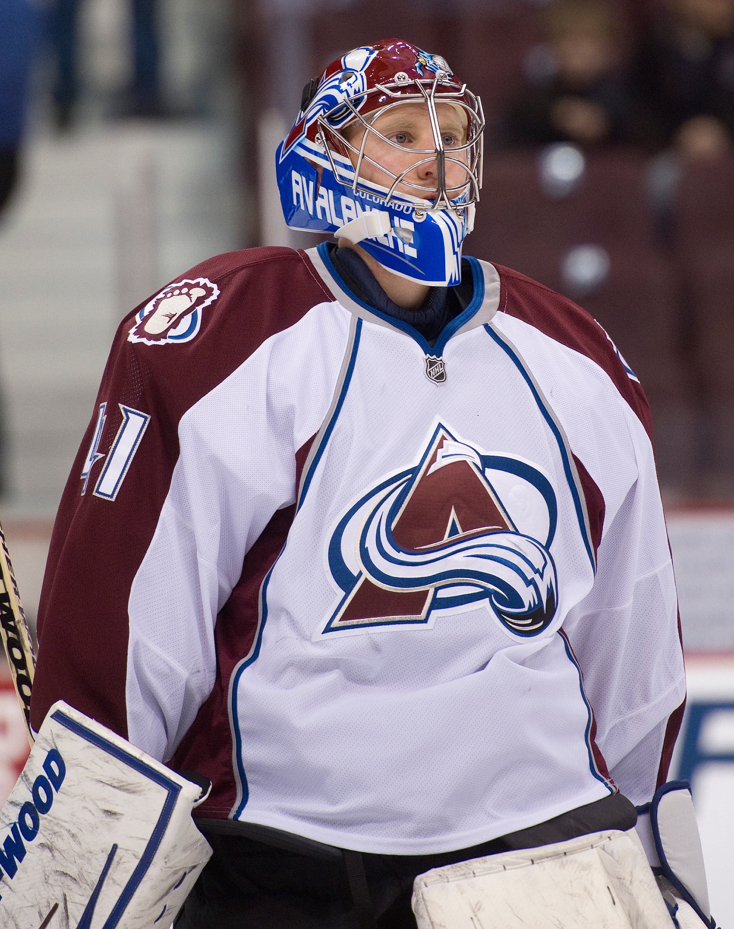 VANCOUVER, CANADA - NOVEMBER 24: Goalie Craig Anderson #41 of the Colorado Avalanche takes part in the pre-game skate prior to NHL action against the Vancouver Canucks on November 24, 2010 at Rogers Arena in Vancouver, British Columbia, Canada.  (Photo by