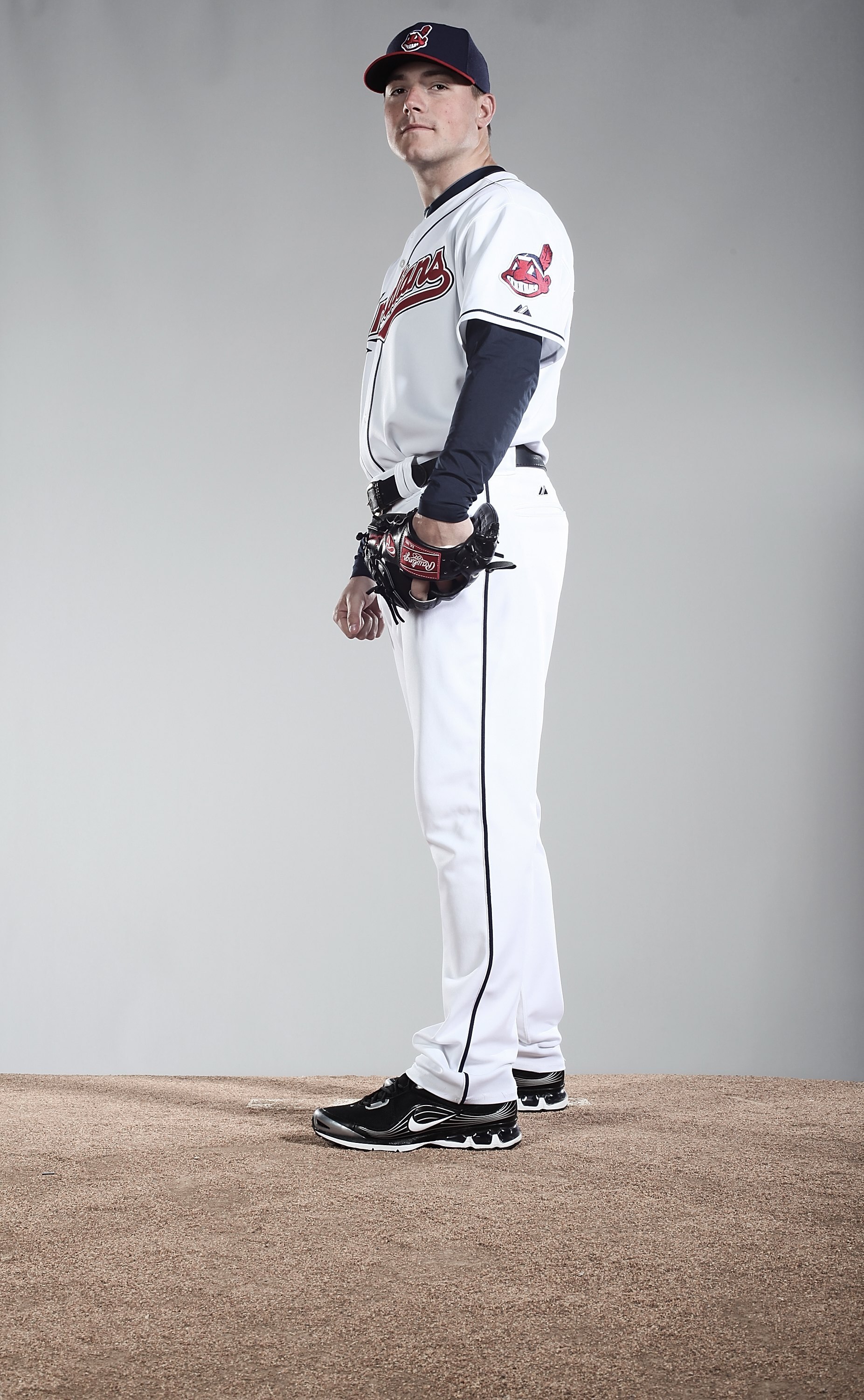 GOODYEAR, AZ - FEBRUARY 28:  (EDITORS NOTE: This images was digitally desaturated.) Joe Smith #38 poses for a portrait during the Cleveland Indians Photo Day at the training complex at Goodyear Stadium on February 28, 2010 in Goodyear, Arizona.  (Photo by