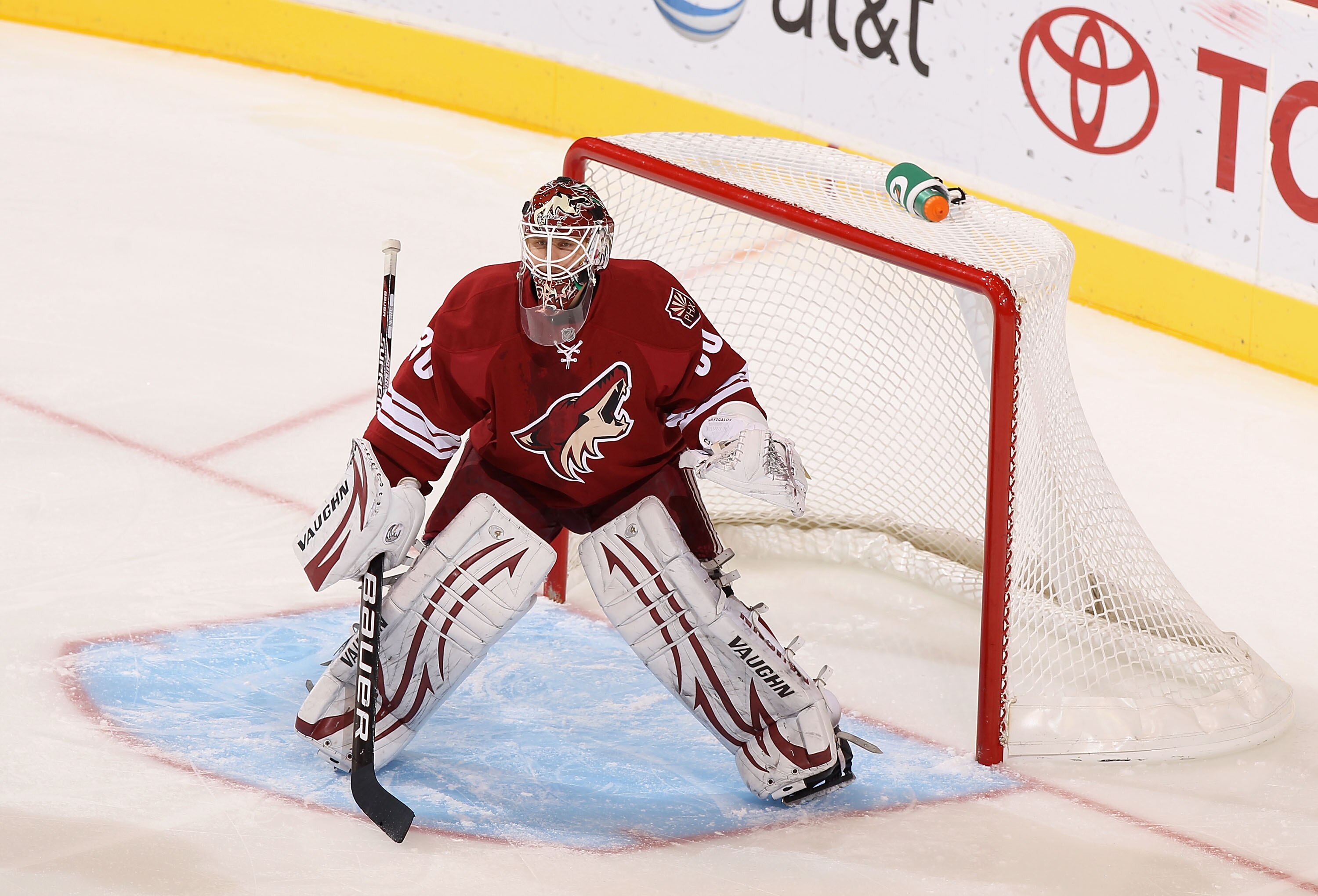 GLENDALE, AZ - NOVEMBER 27:  Goaltender Ilya Bryzgalov #30 of the Phoenix Coyotes during the NHL game against the Anaheim Ducks at Jobing.com Arena on November 27, 2010 in Glendale, Arizona.   The Ducks defeated the Coyotes 6-4.  (Photo by Christian Peter